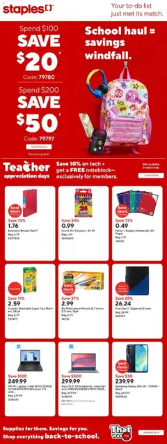 Un aperçu du dépliant Weekly flyer / circulaire du magasin Staples est valide à partir 8 août 2025