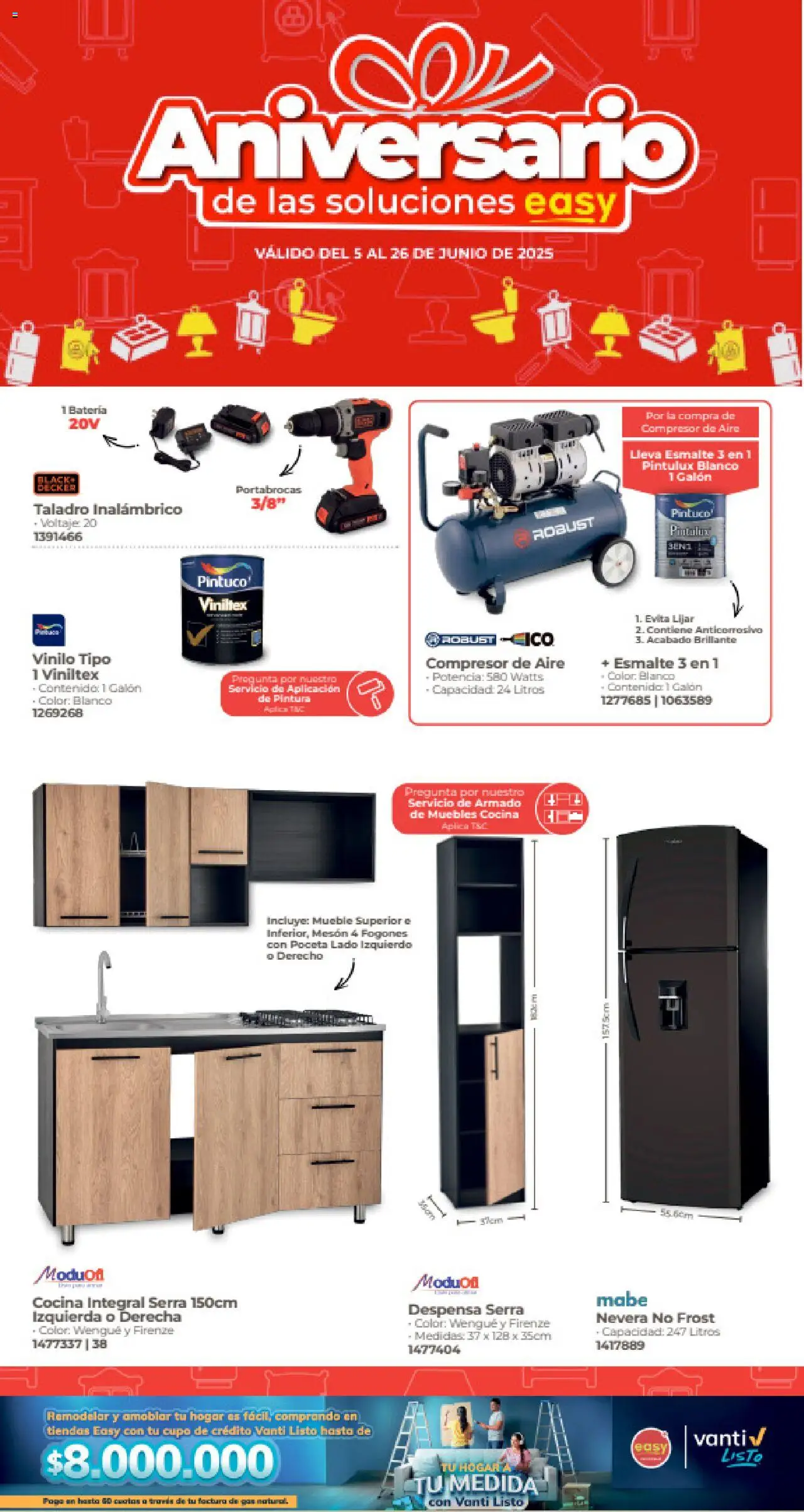 Easy Catálogo: 05/06/2025 - 26/06/2025 > Últimas Ofertas pagina numero 1 - Pintura, Compresor, Cocina, Taladro, Compresor de aire, Taladro inalámbrico, Mesón, Nevera