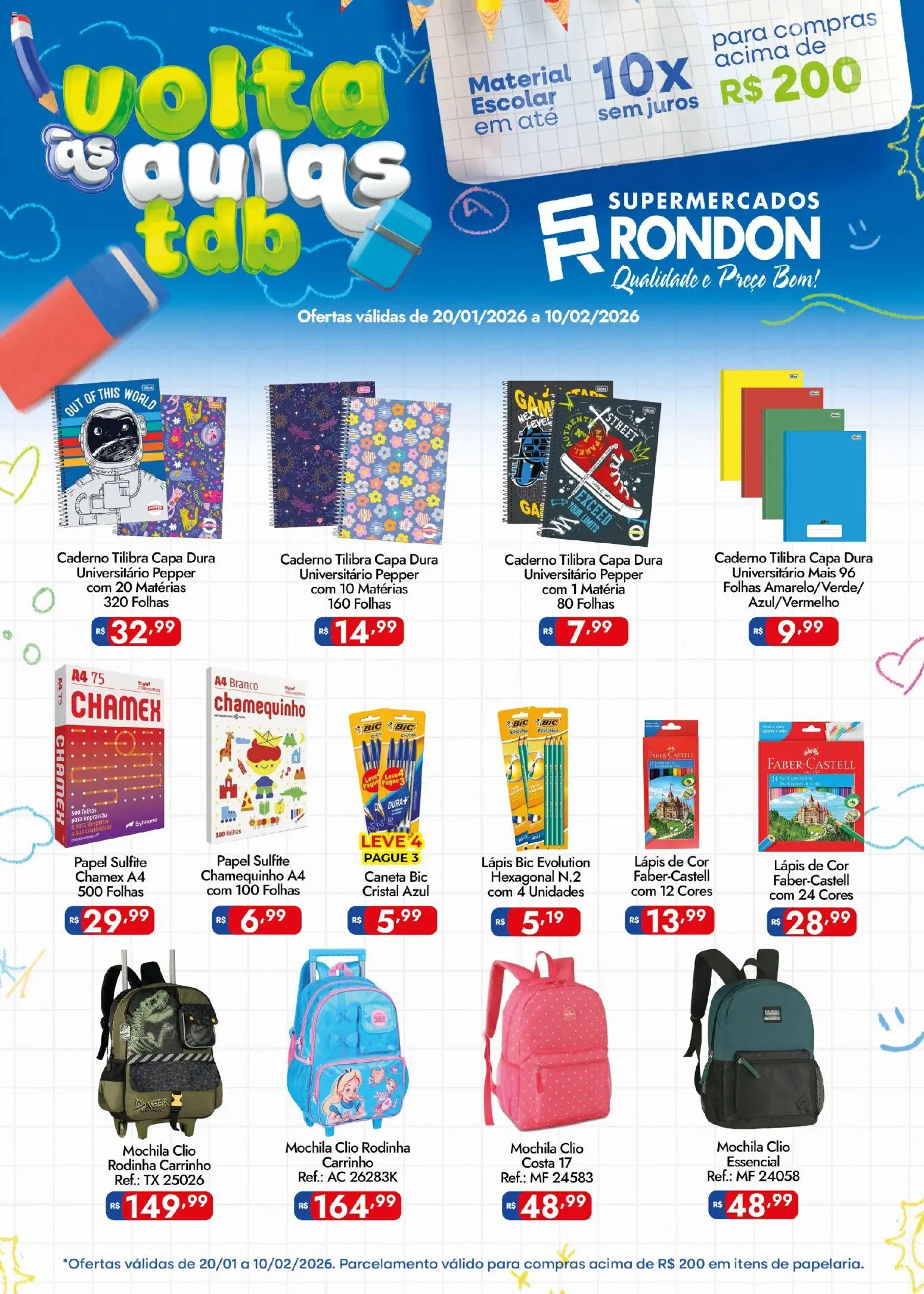 Pré-Visualização do folheto "Ofertas Voltas às Aulas" da loja Supermercados Rondon válido a partir de 20/01/2026