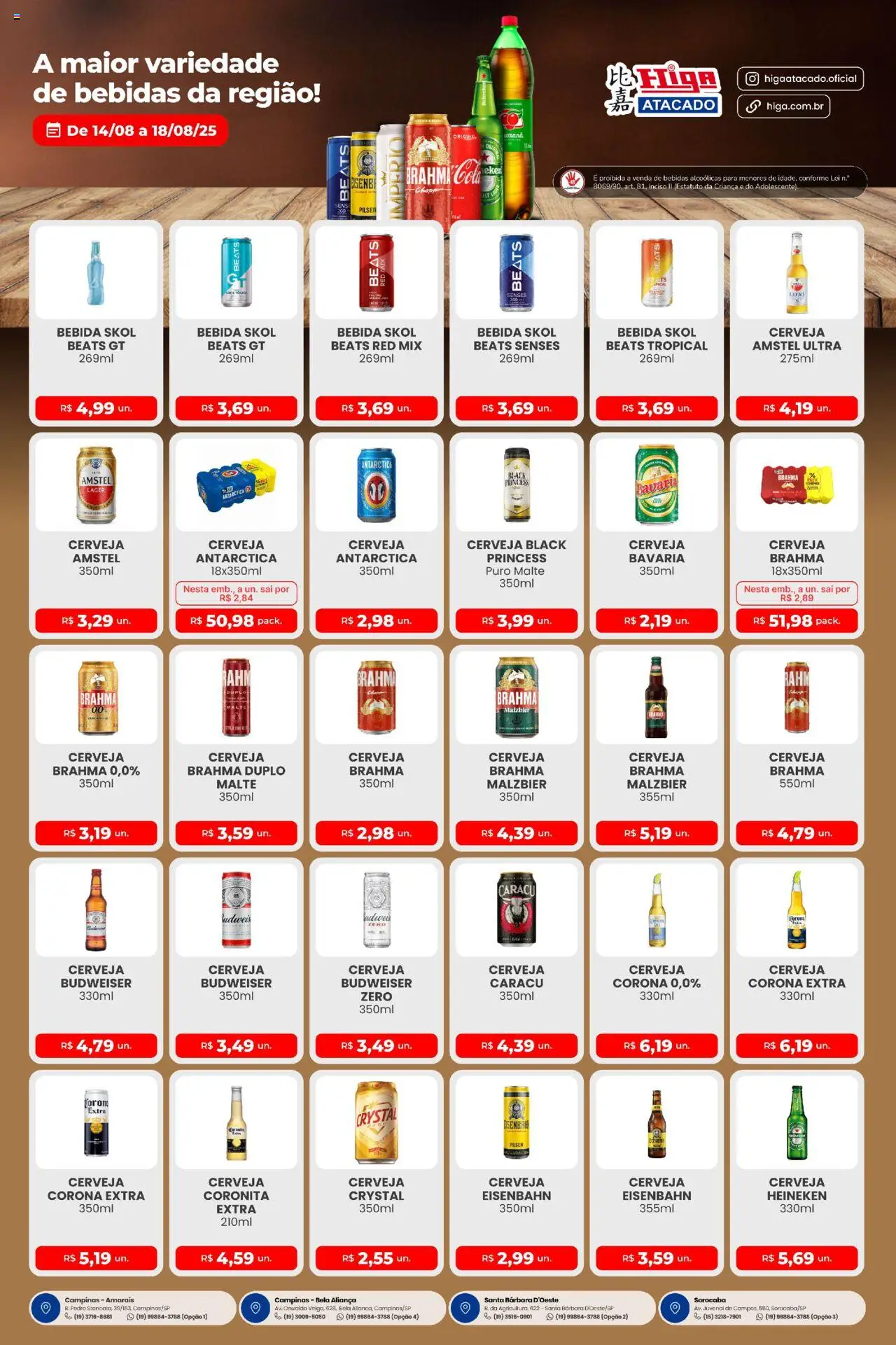 Higa Atacado folheto "Ofertas Festival de Bebidas" válido a partir de 14/08/2025 - número de página 1 - Heineken, Cerveja, Bebidas, Bebida, Cola, Eisenbahn, Cerveja Corona, Cerveja Corona Extra