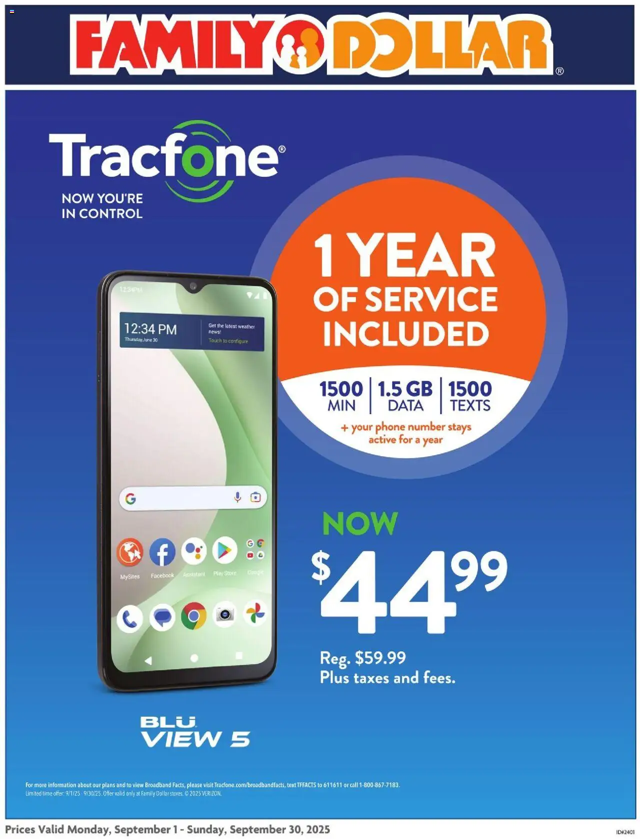 Family Dollar AT&T/Tracfone from 09/01/2025 - Flyer - Page number 1