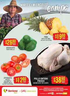 Vista previa las ofertas de la tienda Soriana - Martes y Miércoles del Campo Híper: Ags, Nay, Jal, Qro, Col, Mich, Gto, Hgo, Tlax, Mor, Pue, Gro, Oax, Edo. de Mex, Vall desde el 14/10/2025 