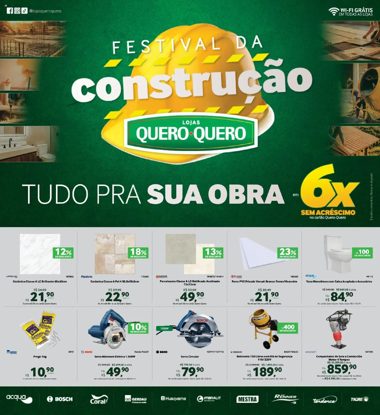 Pré-Visualização do folheto "Lojas Quero-Quero - Ofertas atuais" da loja Lojas Quero-Quero válido a partir de 01/04/2026 - Caixa, Porcelanato, Vaso