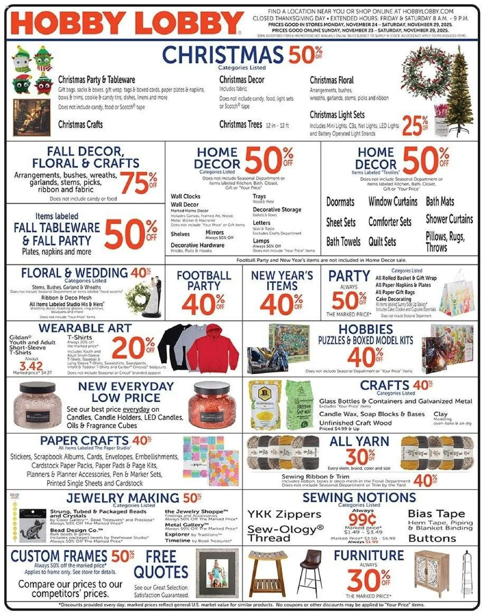 Ad Preview of Hobby Lobby Weekly Ad from 11/23/2025