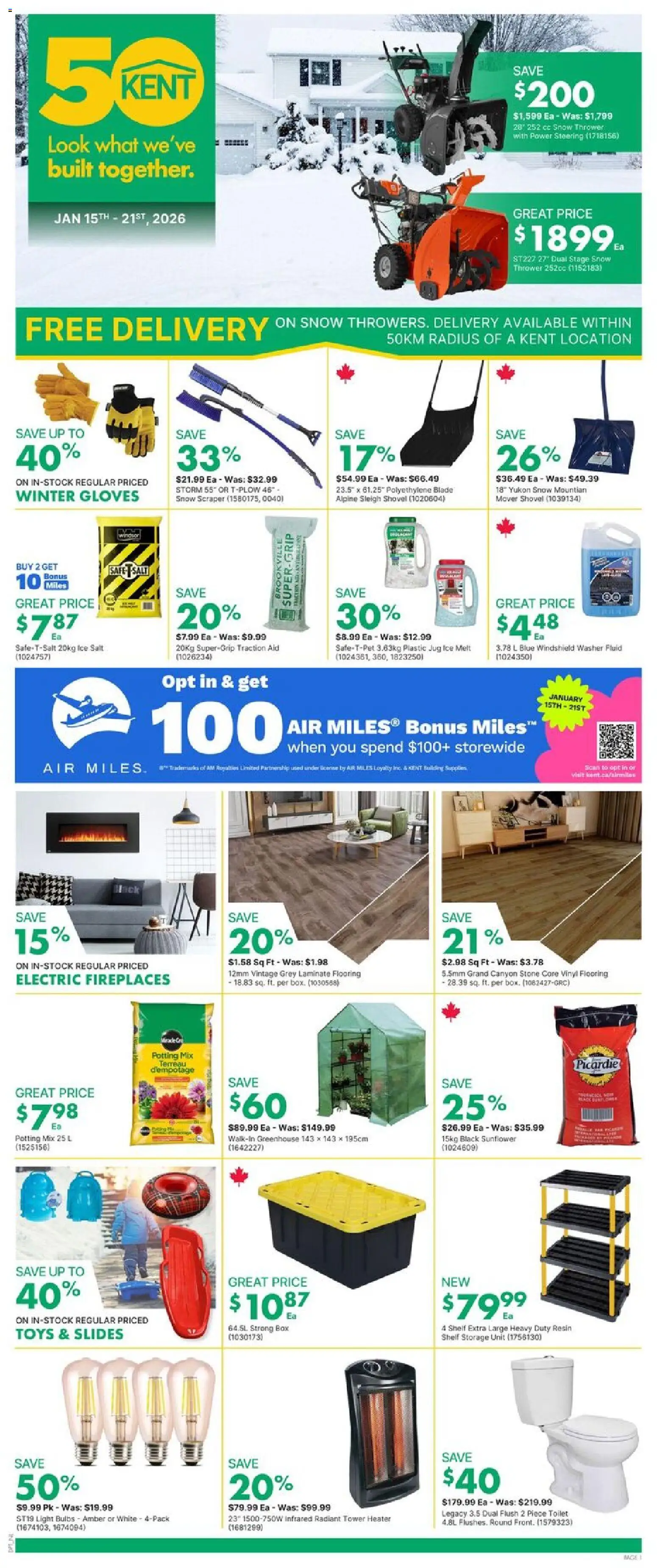Preview of leaflet Weekly Flyer - NL from shop Kent is valid from Jan 15, 2026 - Toys, Sunflower, Box, Shelf, Salt, Gloves, Light bulbs, Scraper