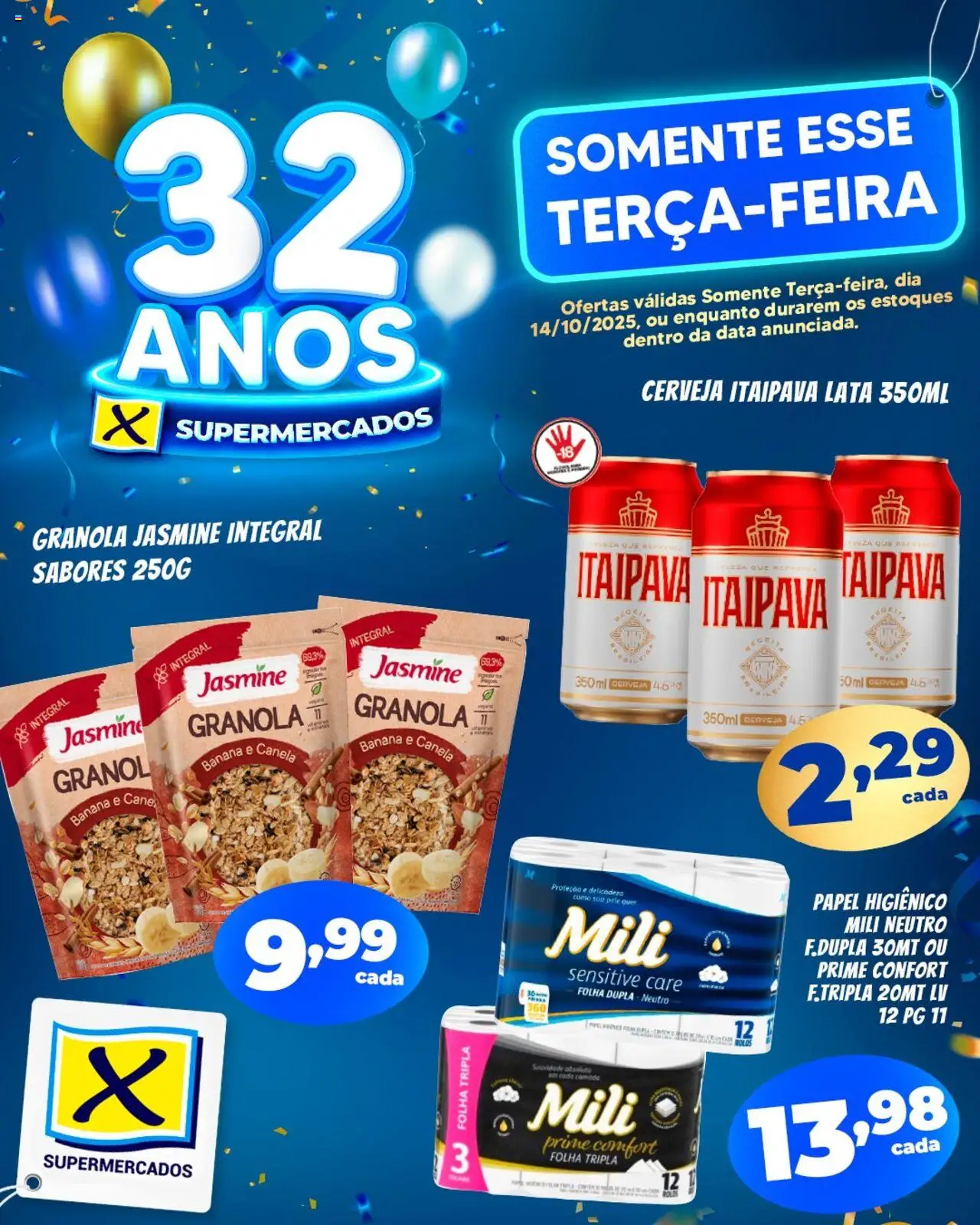 X Supermercados folheto "Ofertas Terça-feira de aniversário" válido a partir de 14/10/2025 - número de página 1