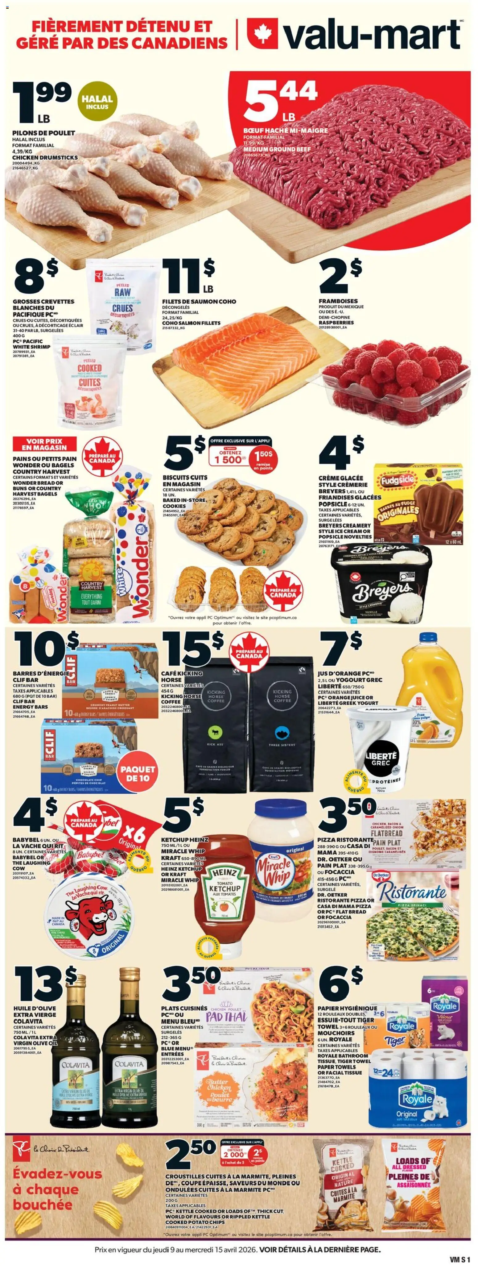 Preview of leaflet Valu Mart circulaire from shop Valu Mart is valid from Apr 09, 2026 - Cookies, Oil, Tomato, Olive oil, Onion, Grains, Chicken drumsticks, Extra virgin olive oil