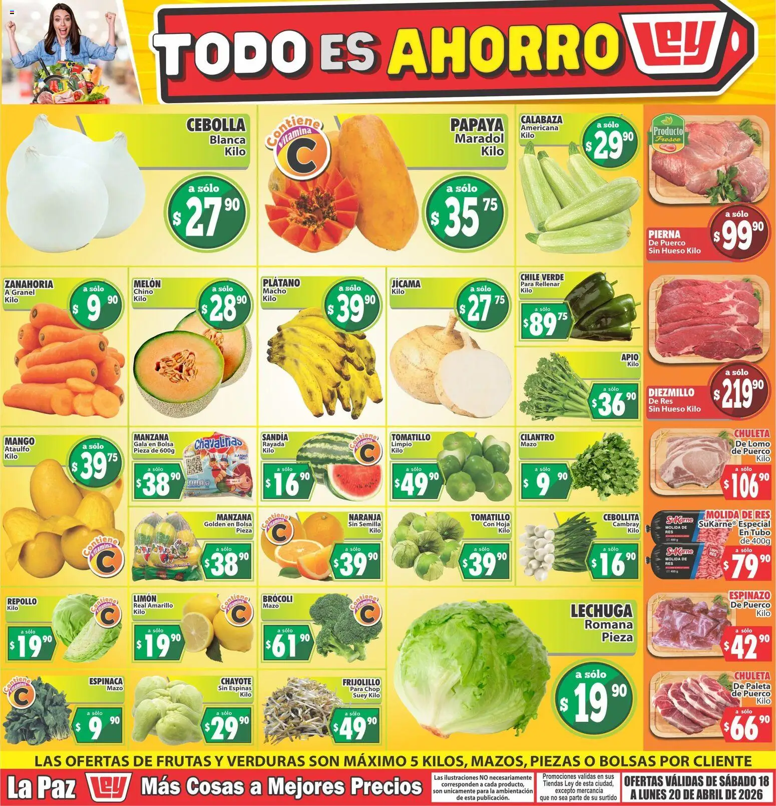 Vista previa las ofertas de la tienda Casa Ley - Casa Ley folleto Las ofertas de frutas y verdunas La Paz desde el 18/04/2026 