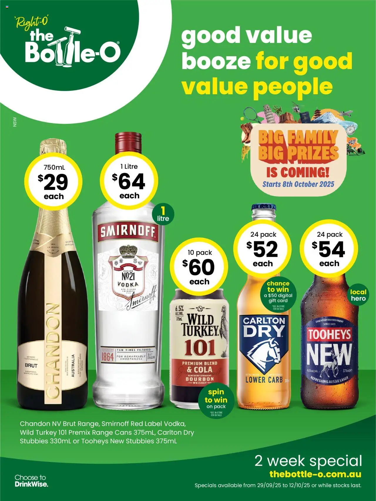 The Bottle-O catalogue valid from 29/09/2025 - page 1 - Sparkling wine, Wine, Bourbon, Vodka, Whiskey, Turkey, Grapes, Digital