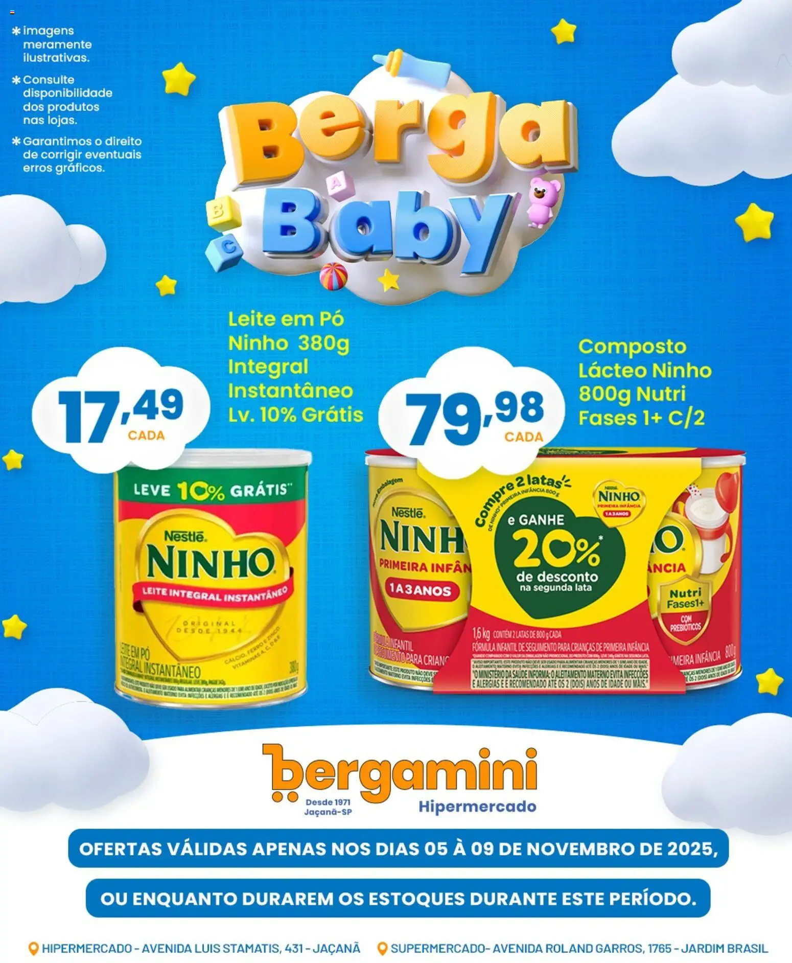 Pré-Visualização do folheto "Ofertas Berga Baby" da loja Supermercado Bergamini válido a partir de 05/11/2025
