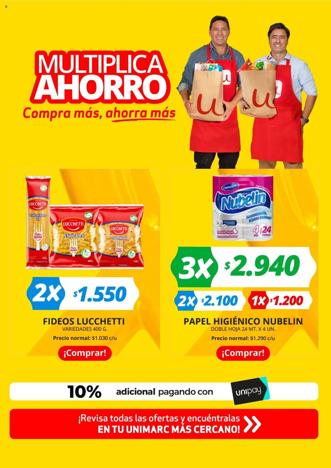 Unimarc Letak > válido desde 27.08.2025 > número de página 1 - Fideos, Hoja, Papel higiénico