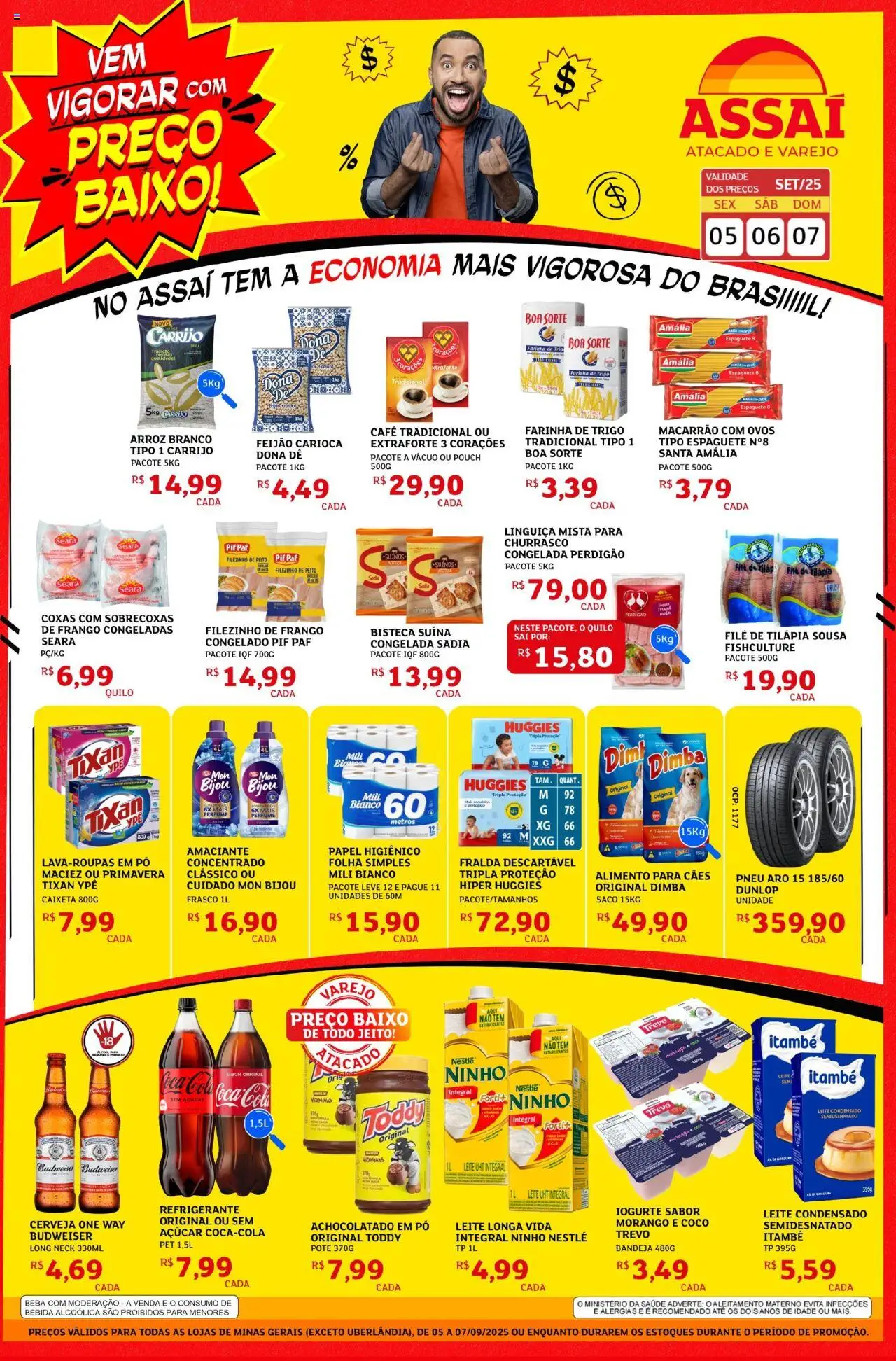 Assaí Atacadista folheto "Encarte - MG" válido a partir de 05/09/2025 - número de página 1 - Café, Coco, Iogurte, Arroz, Feijão, Papel higiênico, Filé de tilápia, Espaguete