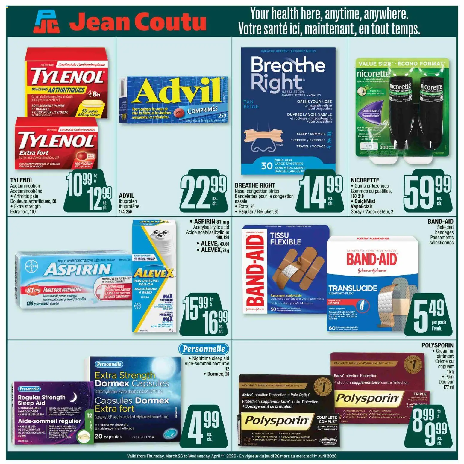 Preview of leaflet Jean Coutu - Pharmacy Insert from shop Jean Coutu is valid from Mar 26, 2026 - Cream, Strips, Capsules