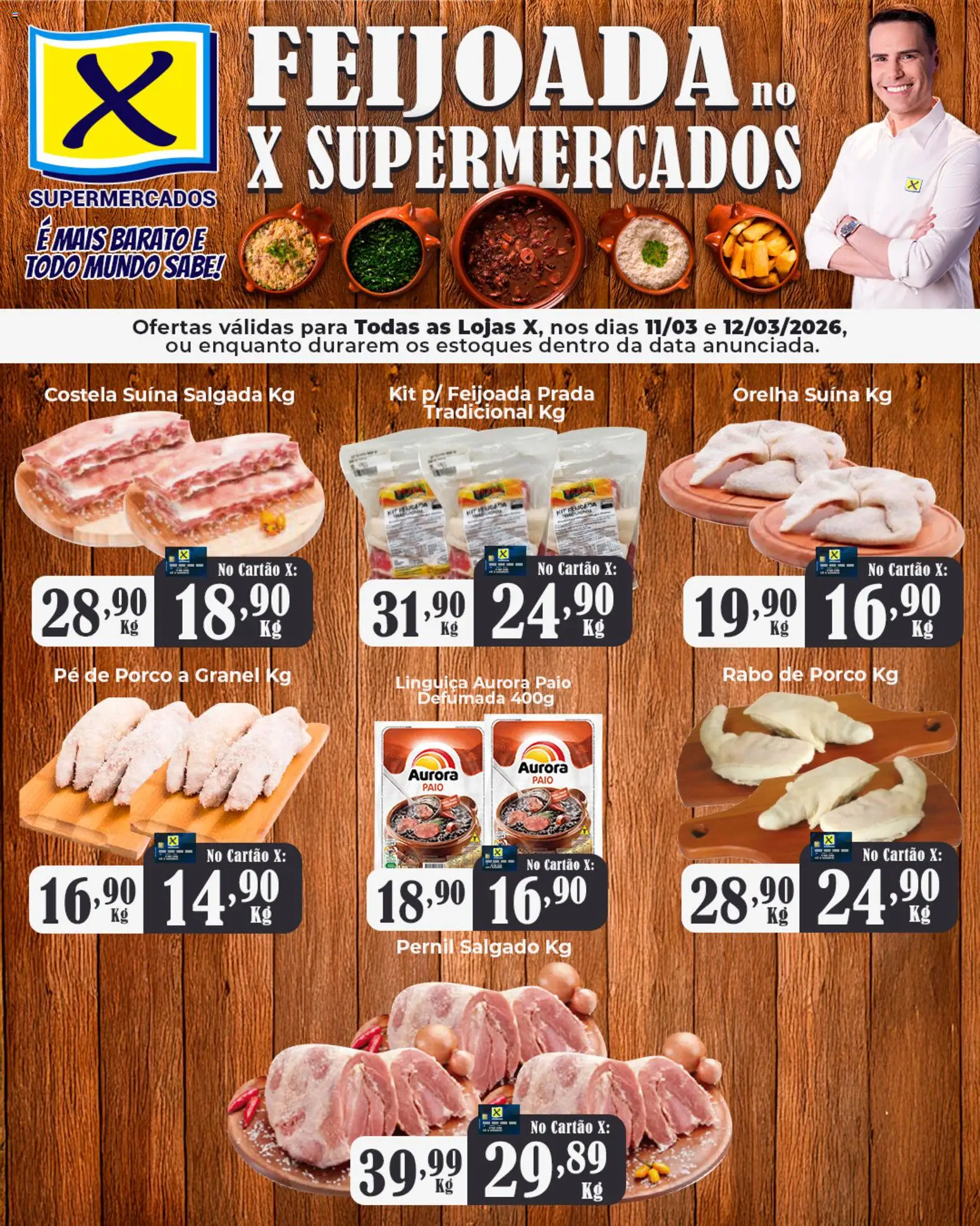 Pré-Visualização do folheto "X Supermercados ofertas Feijoada " da loja X Supermercados válido a partir de 11/03/2026 - Linguiça, Pernil