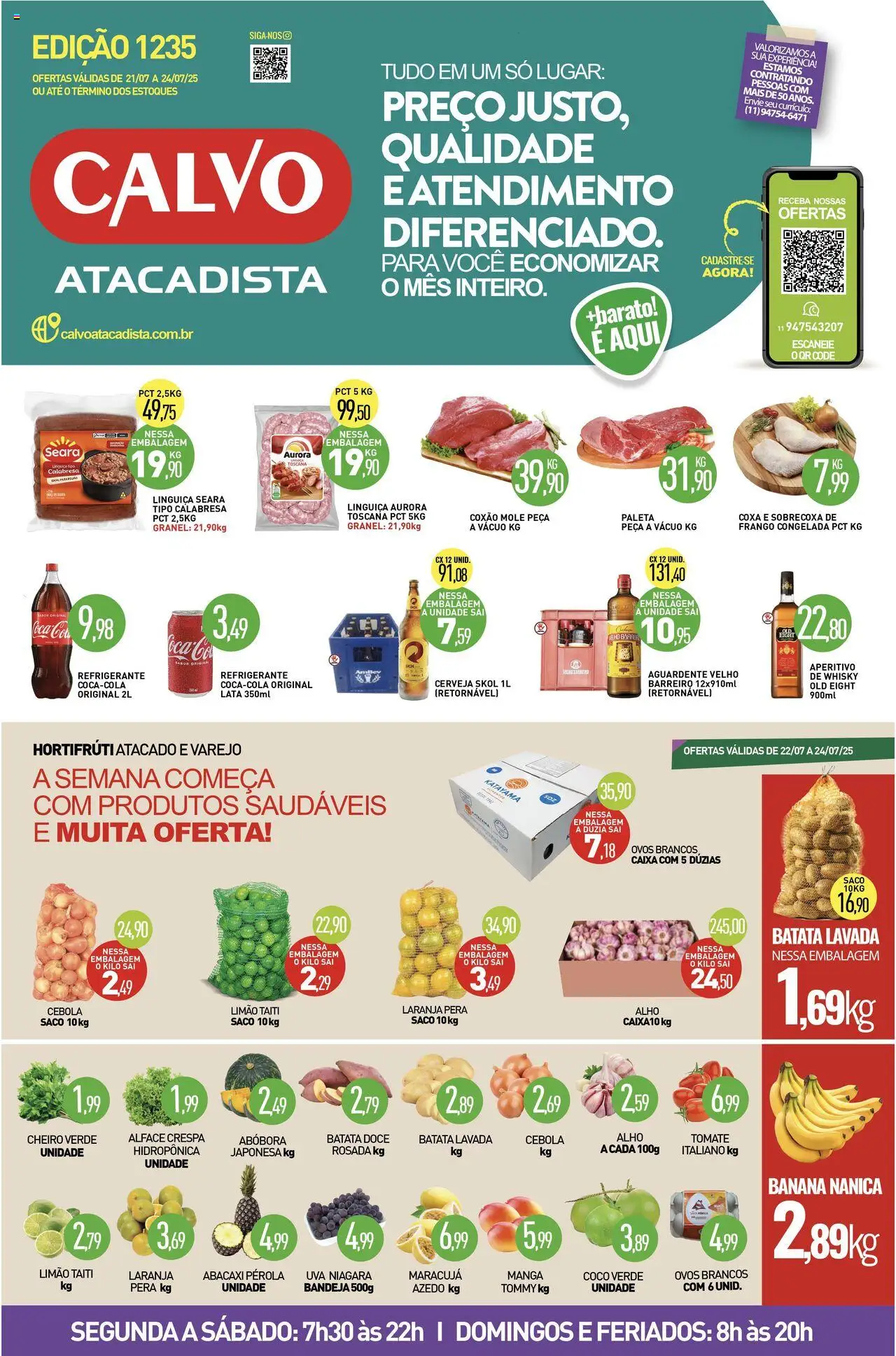 Calvo Atacadista folheto "Ofertas da semana" válido a partir de 21/07/2025 - número de página 1 - Caixa, Coco, Manga, Abacaxi, Abóbora, Doce, Batata, Maracujá