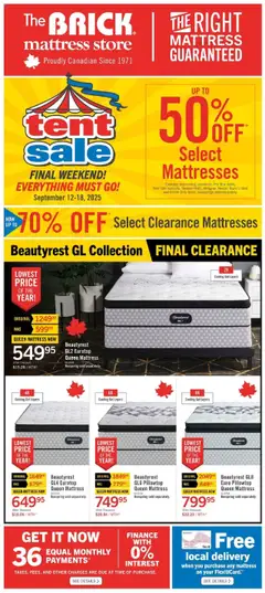 Preview of leaflet Brick Mattress Store from shop The Brick is valid from Sep 12, 2025