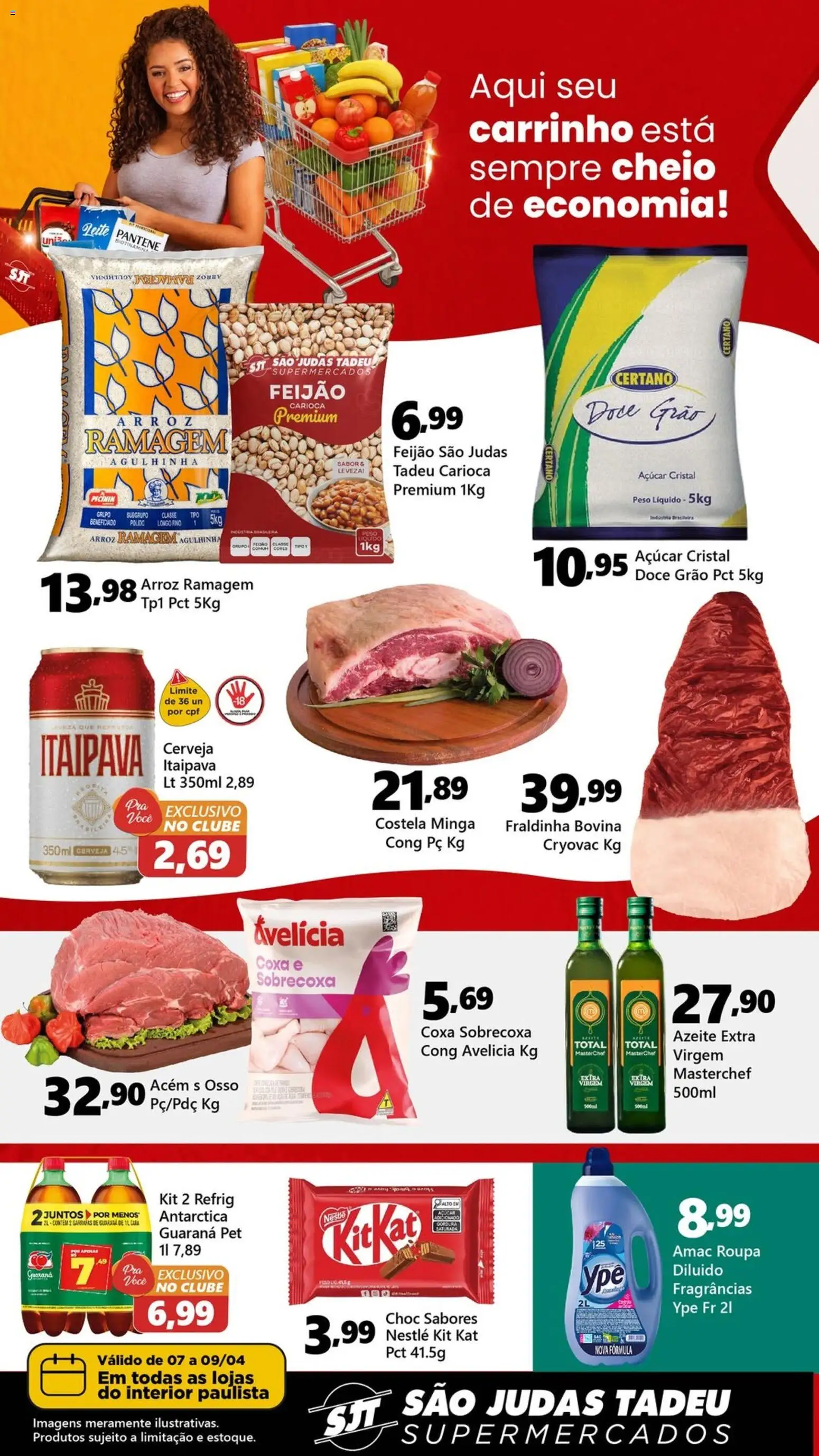 Pré-Visualização do folheto "São Judas Tadeu - Ofertas da semana" da loja São Judas Tadeu válido a partir de 07/04/2026 - PC, Arroz, Feijão, Carrinho, Kit Kat, Açúcar, Fraldinha, Guaraná