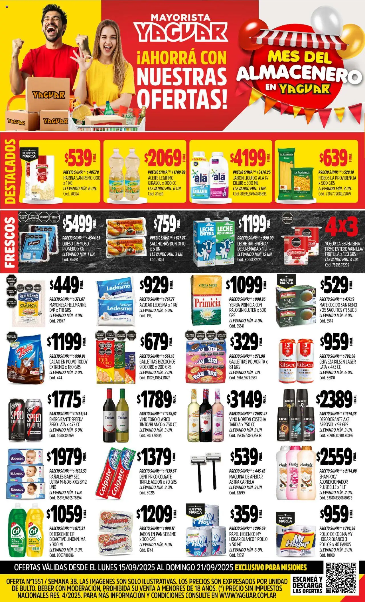 Yaguar Misiones del 15/09/2025 Online - Cocina, Vino, Frutilla, Harina, Fideos, Yogur, Cacao, Mate cocido