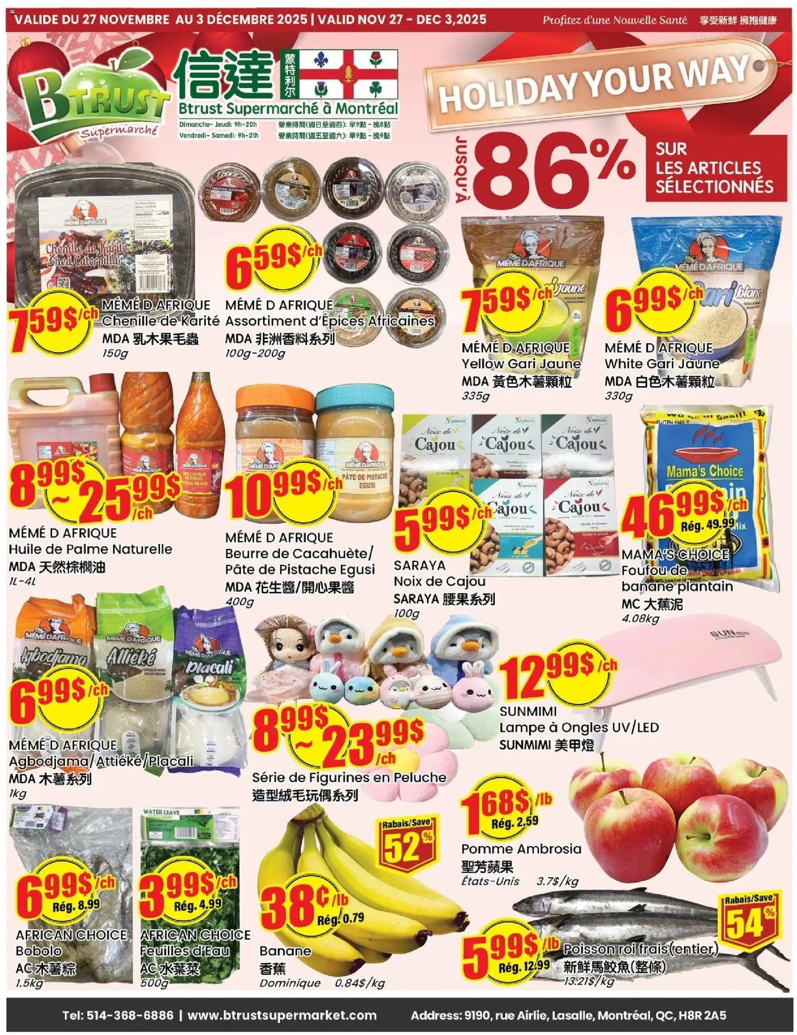 Preview of leaflet Weekly flyer / circulaire from shop Btrust Supermarket is valid from Nov 27, 2025 - Water, Oil, Pâté