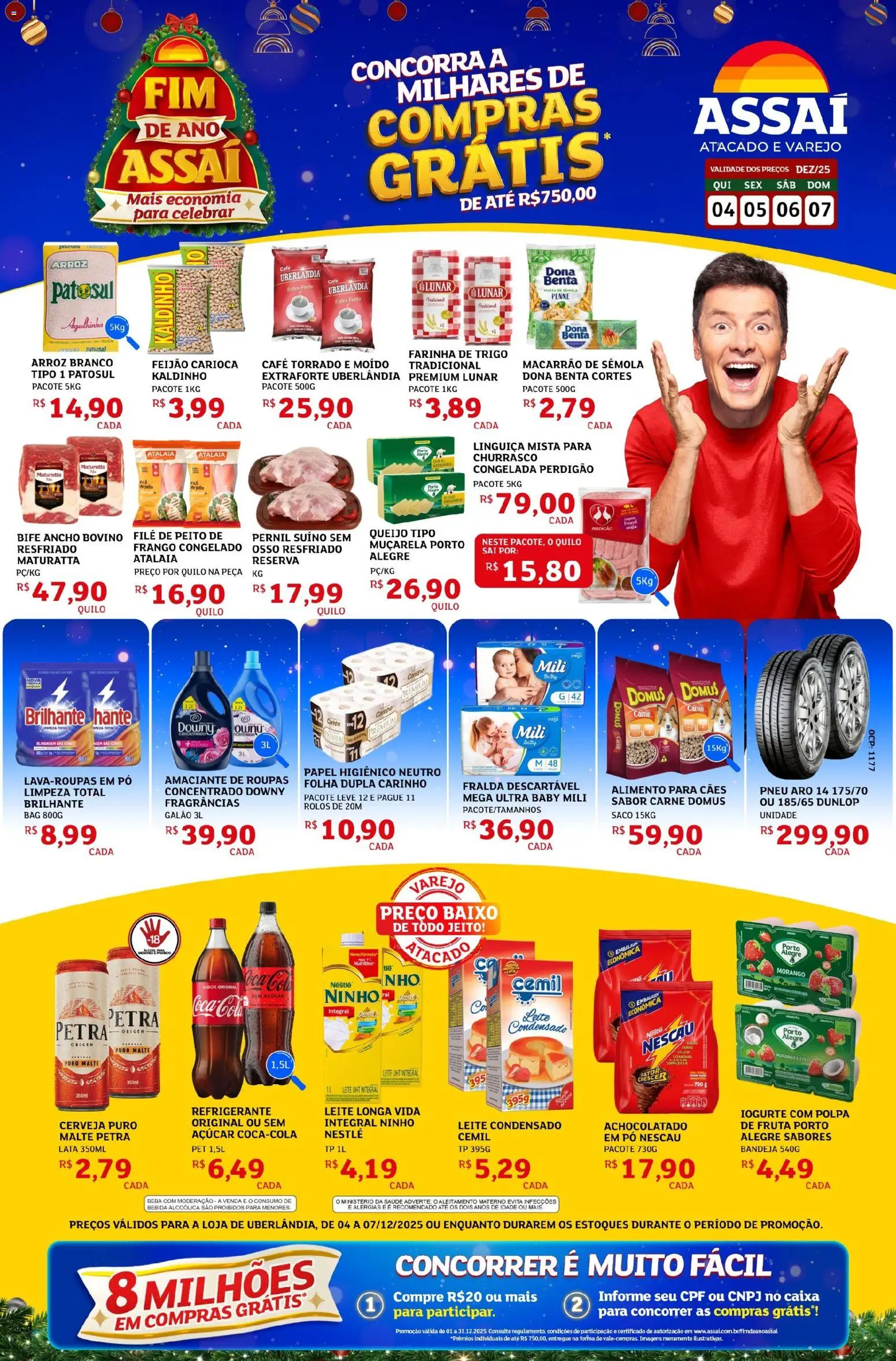 Pré-Visualização do folheto "Encarte - MG" da loja Assaí Atacadista válido a partir de 04/12/2025 - Cerveja, Roupas, Carne, Frango, Refrigerante, Nescau, Bandeja, Amaciante de roupas