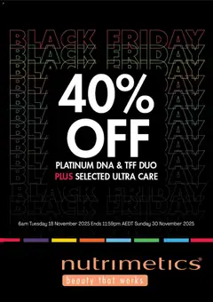 Preview of catalogue Black Friday from shop Nutrimetics valid 18/11/2025