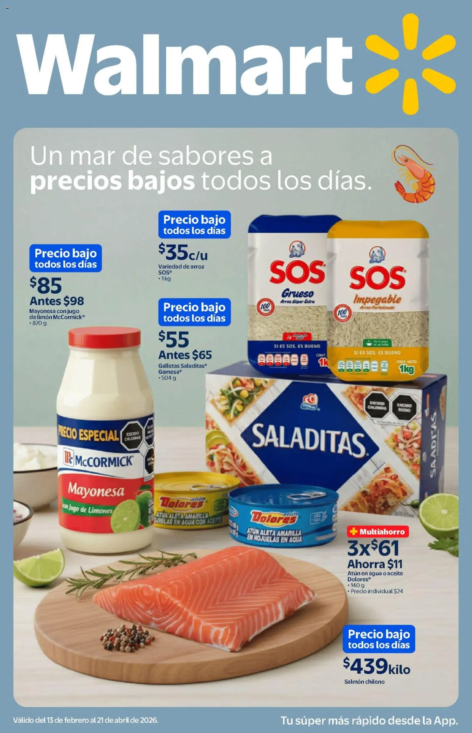 Vista previa las ofertas de la tienda Walmart - Folleto Un mar de sabores a precios bajos desde el 13/02/2026 