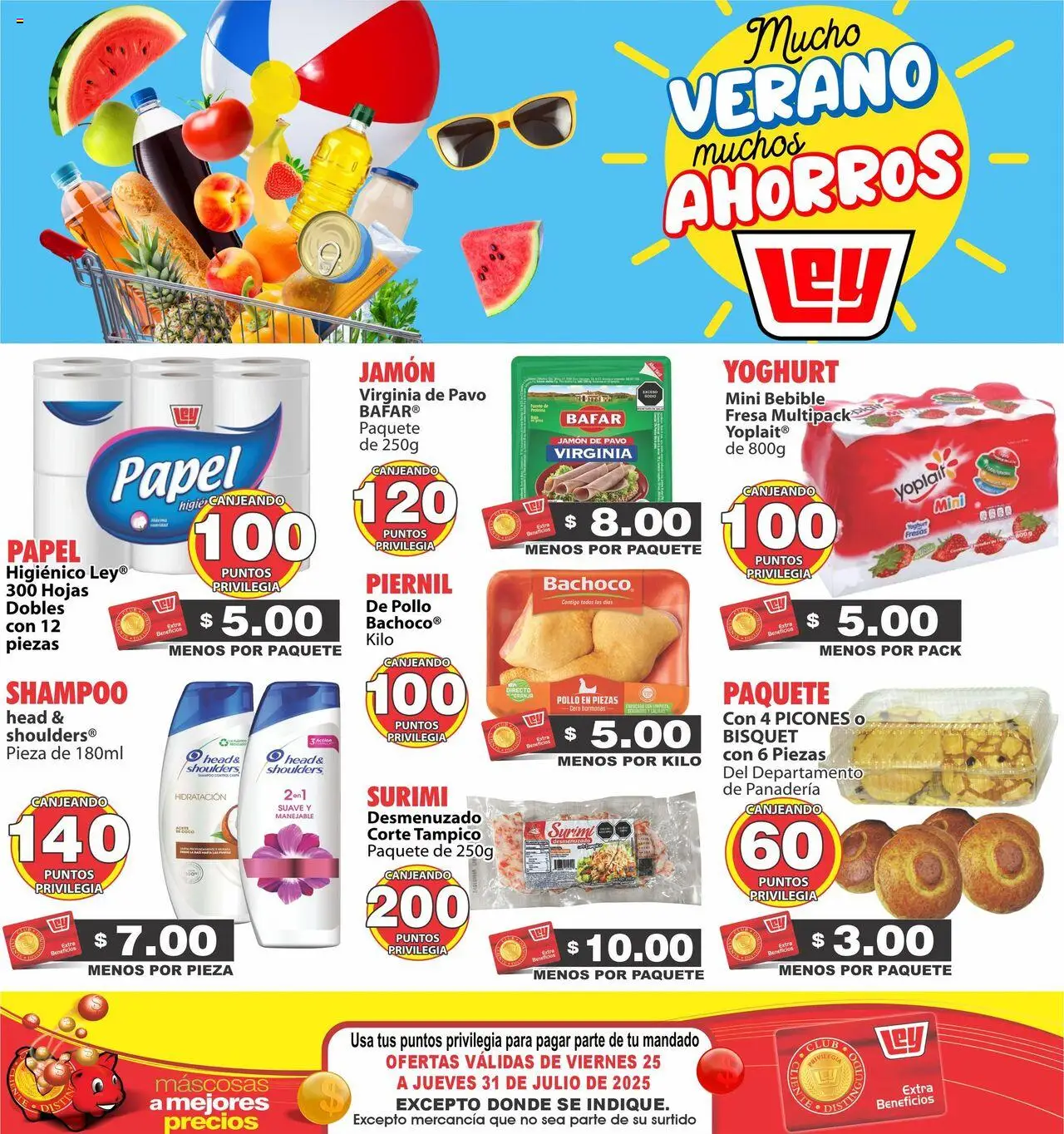 Folleto Autoservicio Casa Ley y sus promociones válidas desde el 25/07/2025 - Número de página 1 - Pollo, Fresa, Jamón, Fresas, Pavo, Shampoo, Carne, Panadería