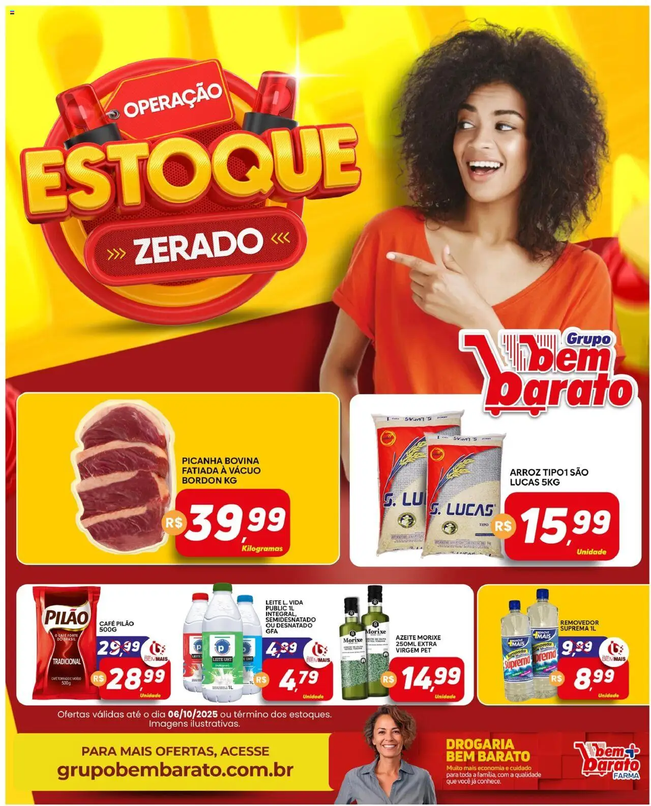 Supermercado Bem Barato folheto "Ofertas da semana" válido a partir de 30/09/2025 - número de página 1 - Café, Picanha, Arroz, Leite, Azeite, Café pilão, Azeite morixe