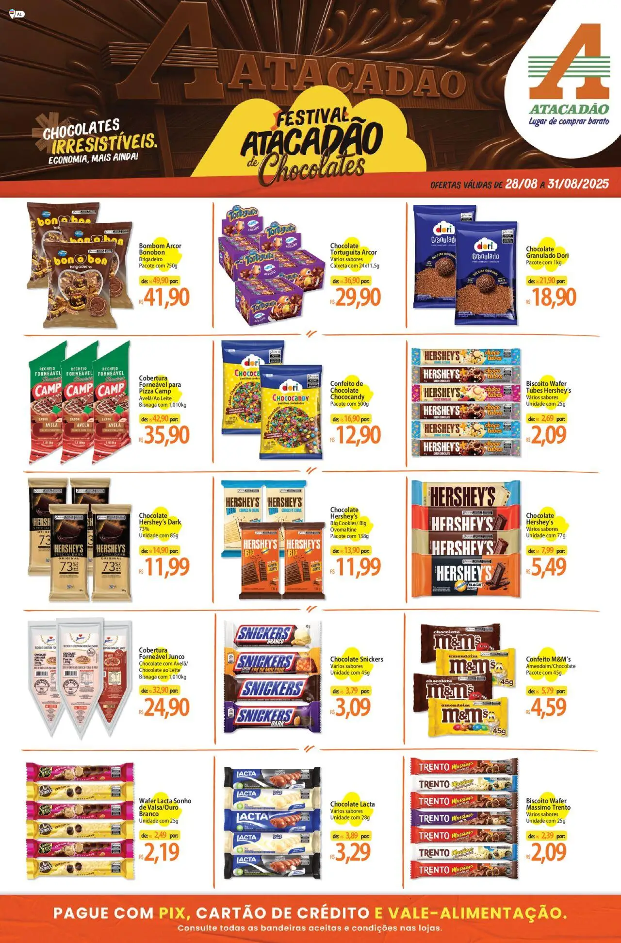 Atacadão folheto "Ofertas - AL" válido a partir de 28/08/2025 - número de página 1 - Pizza, Sonho, Amendoim, Leite, Bombom, Granulado, Chocolate branco, Avelã