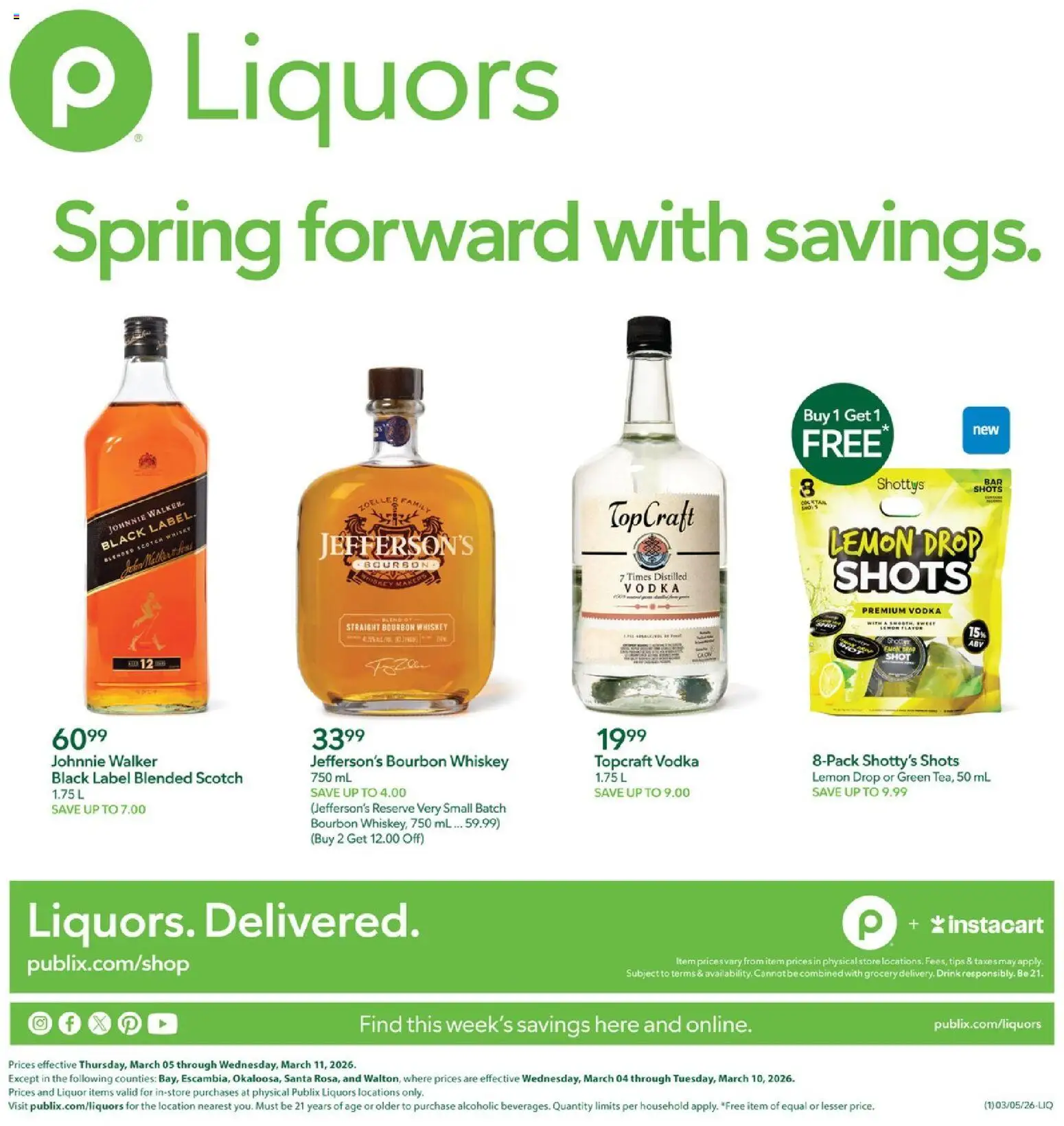 Ad Preview of Publix Publix Liquor Ad from 03/05/2026