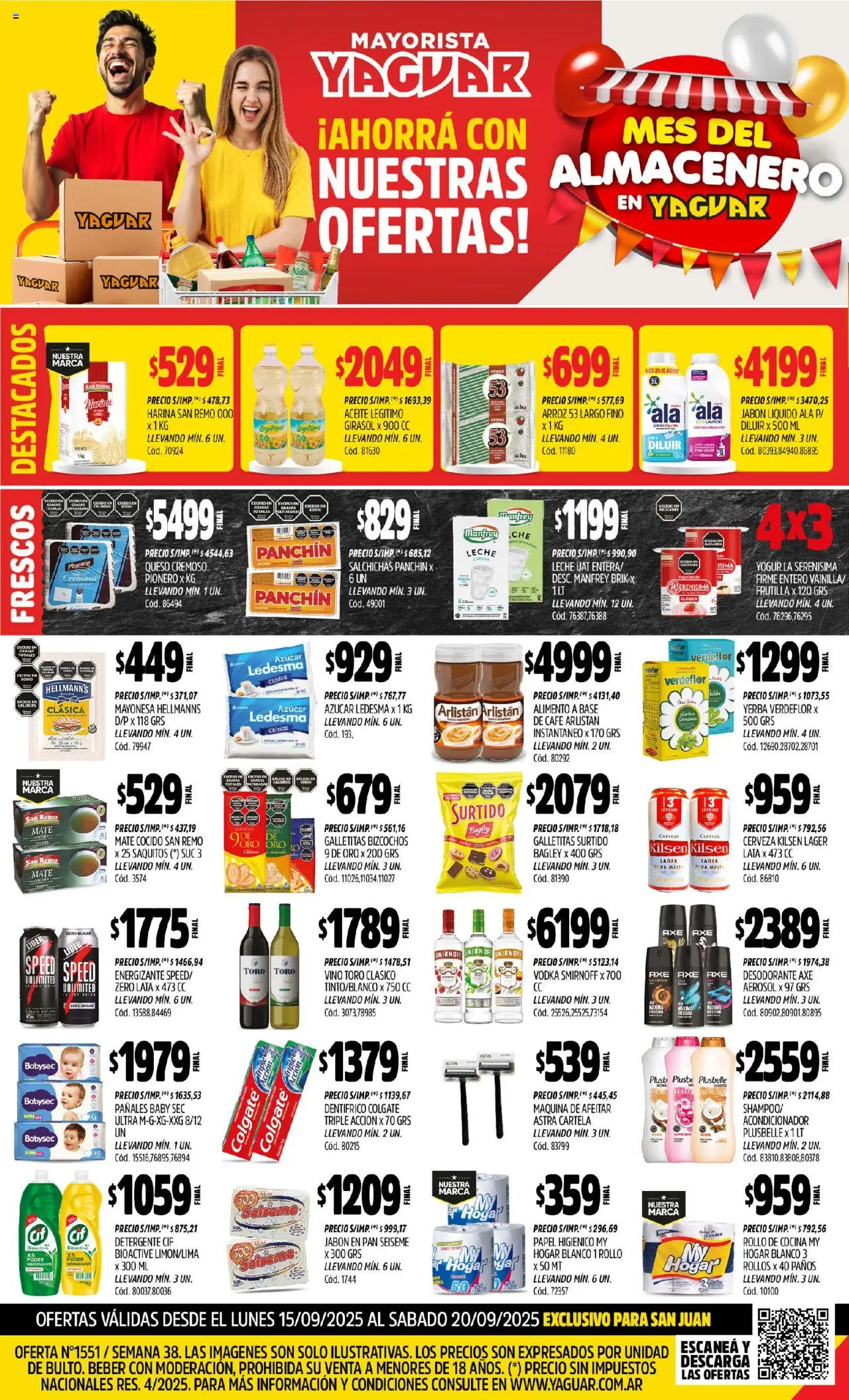 Yaguar San Juan del 15/09/2025 Online - Cocina, Cerveza, Vino, Arroz, Papel higiénico, Jabón líquido, Detergente, Salchichas