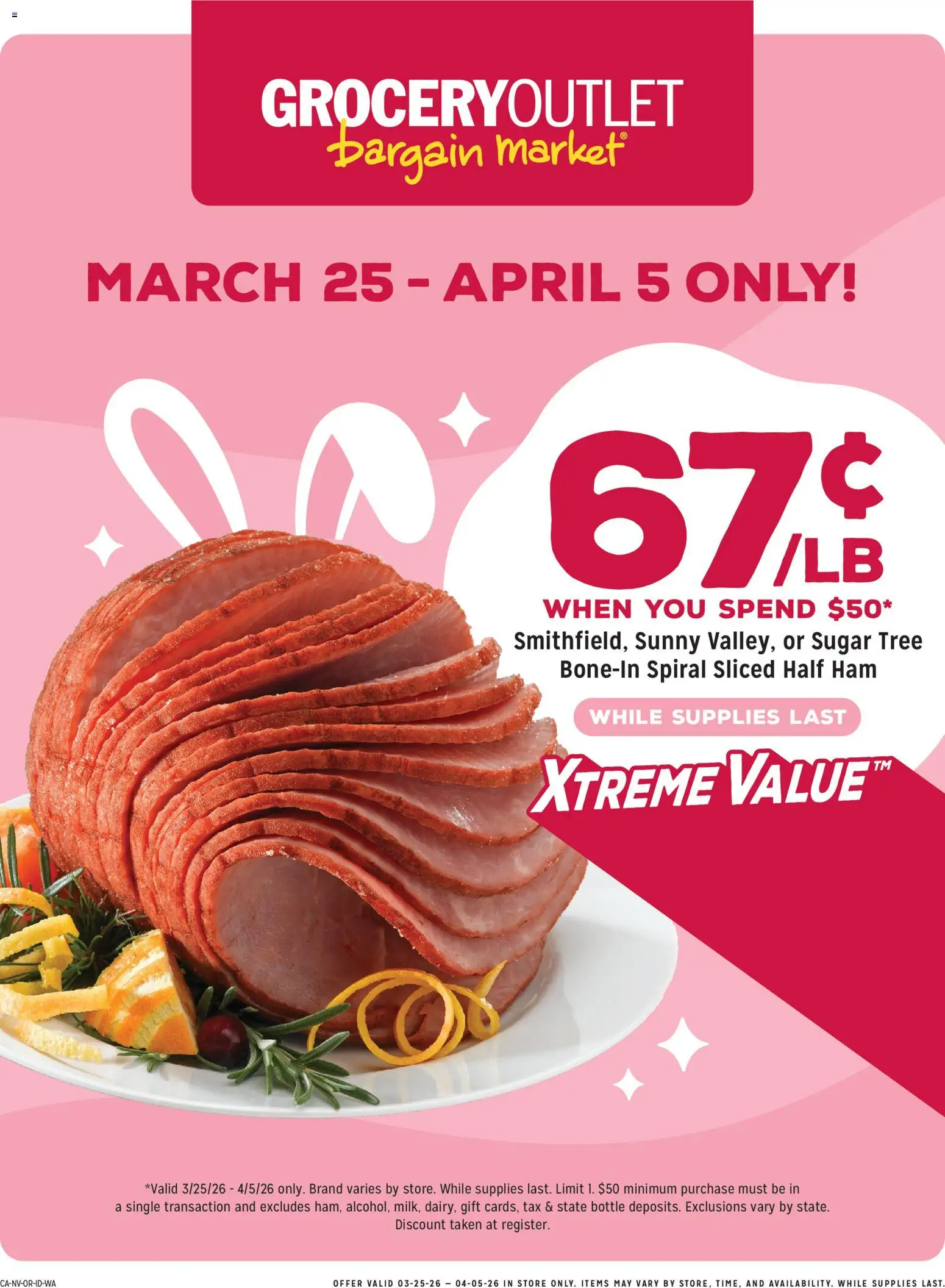 Ad Preview of Grocery Outlet Grocery Outlet Weekly Ad - ID from 03/25/2026 - Sugar, Ham
