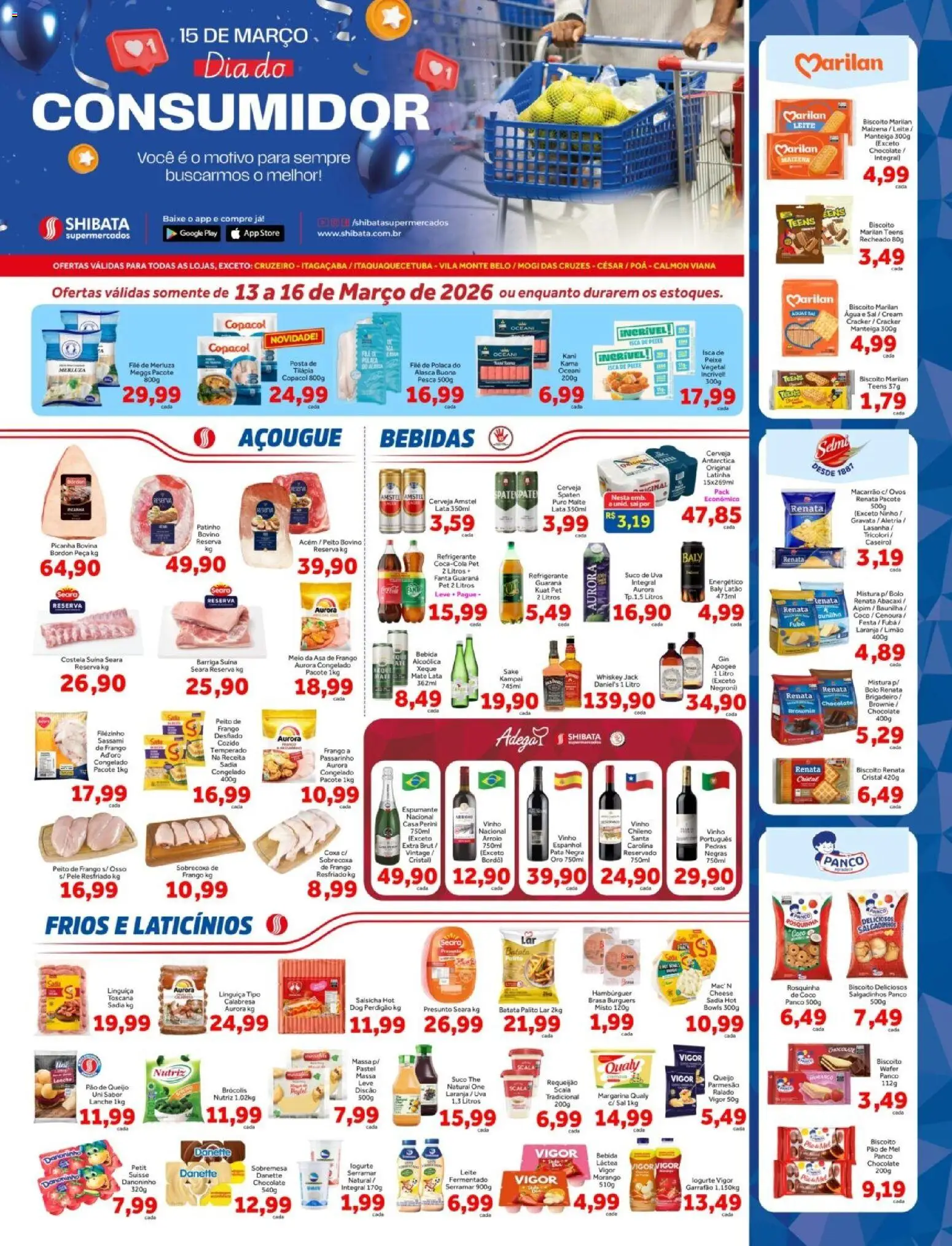 Pré-Visualização do folheto "Shibata - Ofertas da semana" da loja Shibata válido a partir de 13/03/2026 - Água, Peixe, Pão de queijo, Bebidas, Bebida, Brócolis, Rosquinha, Fanta