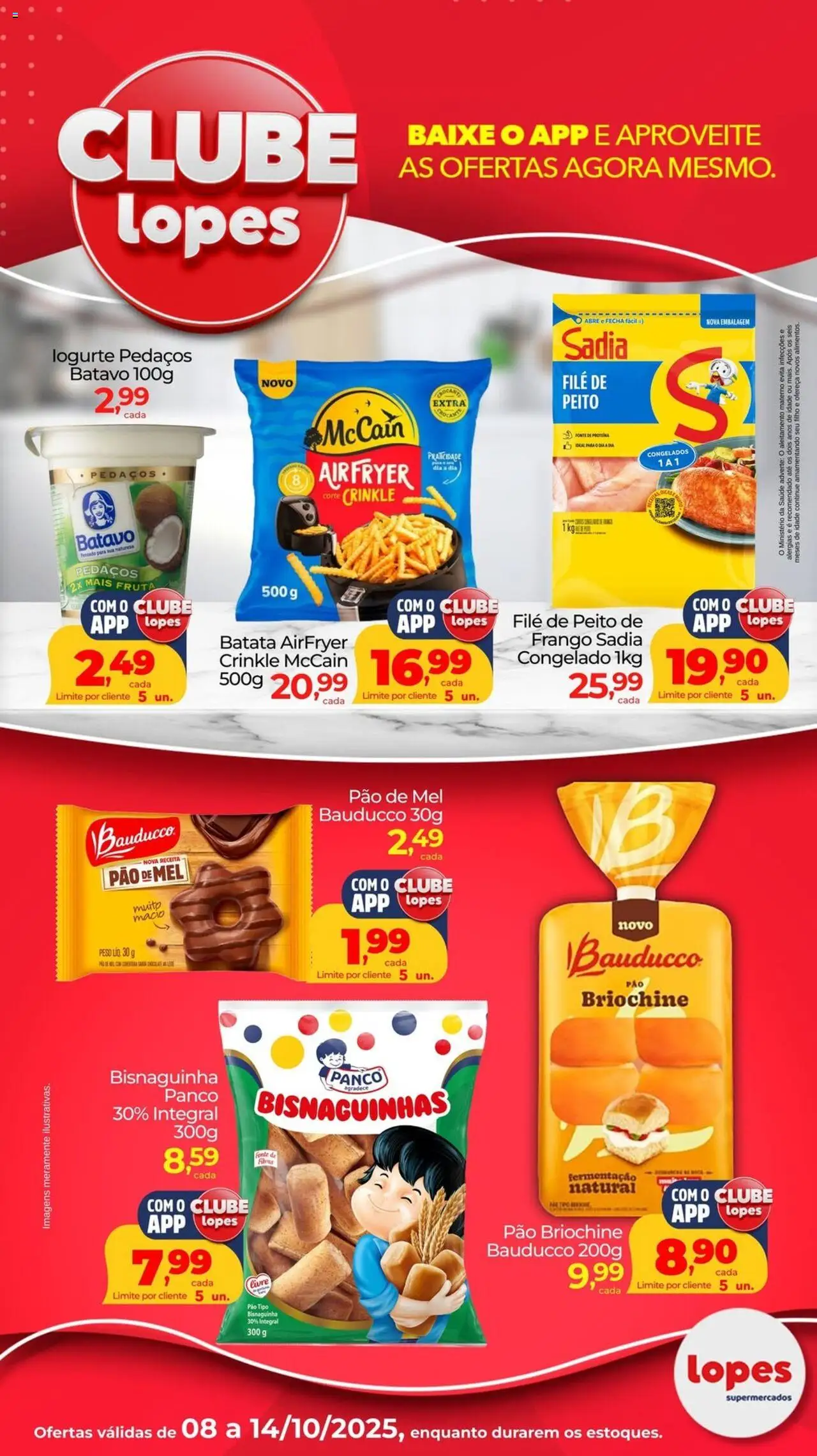 Lopes Supermercados folheto "Ofertas Clube" válido a partir de 08/10/2025 - número de página 1