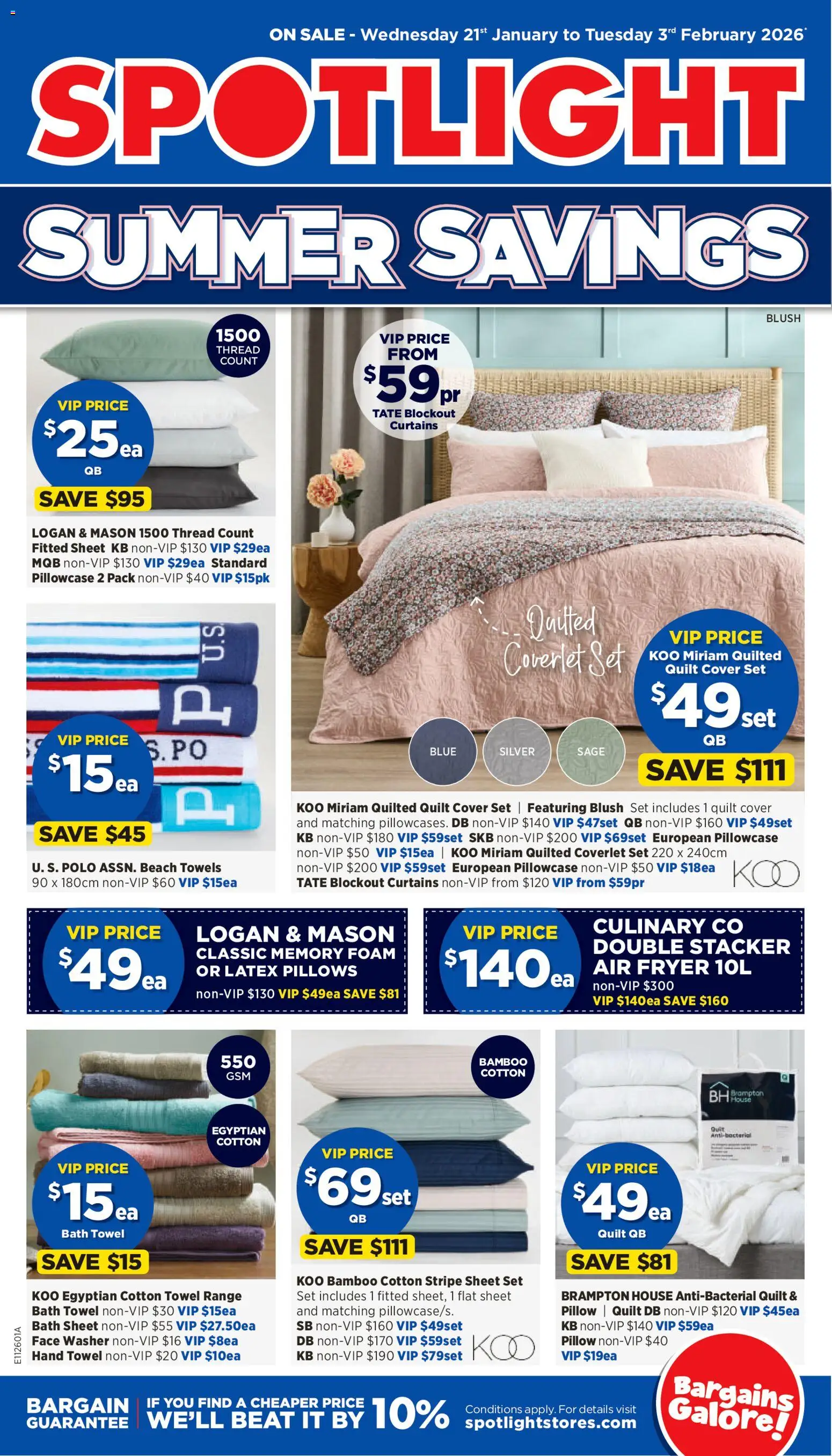 Preview of catalogue Catalogue from shop Spotlight valid 21/01/2026 - Fryer, Bath, Blush, Towels, Foam, Washer, Pillow