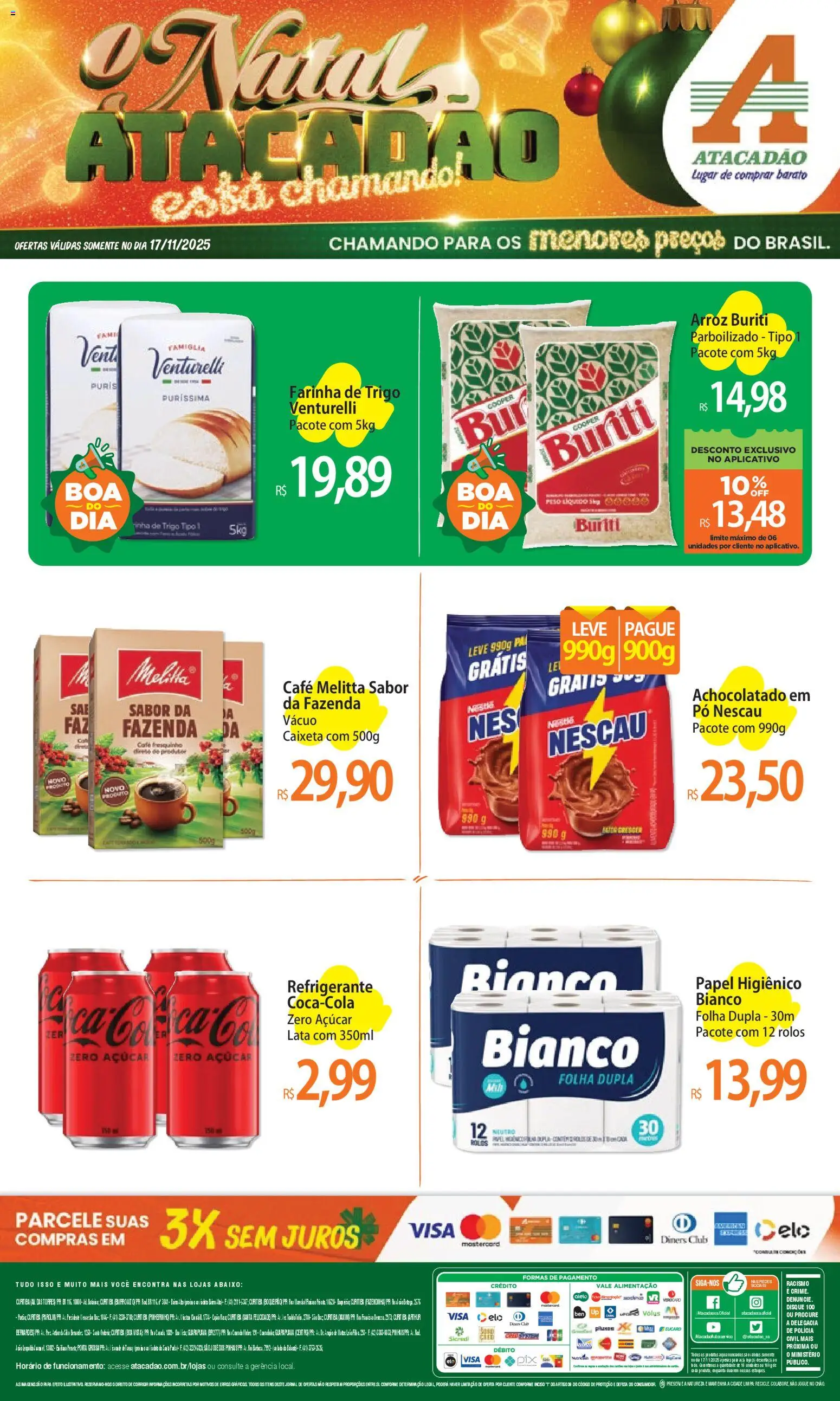 Pré-Visualização do folheto "Ofertas - PR" da loja Atacadão válido a partir de 17/11/2025