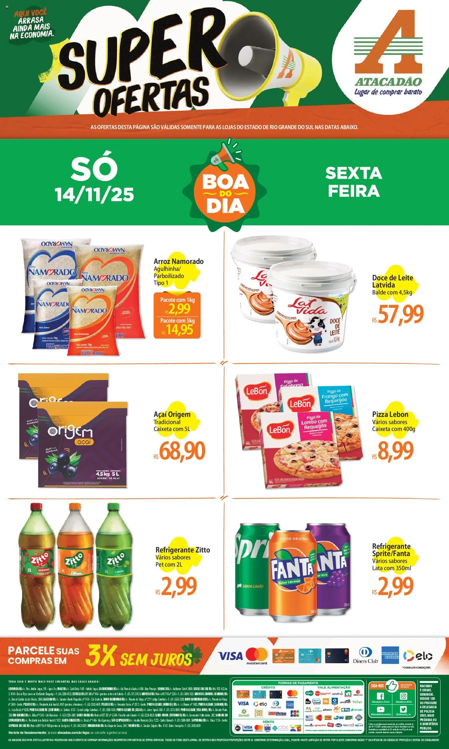 Pré-Visualização do folheto "Ofertas - RS" da loja Atacadão válido a partir de 14/11/2025