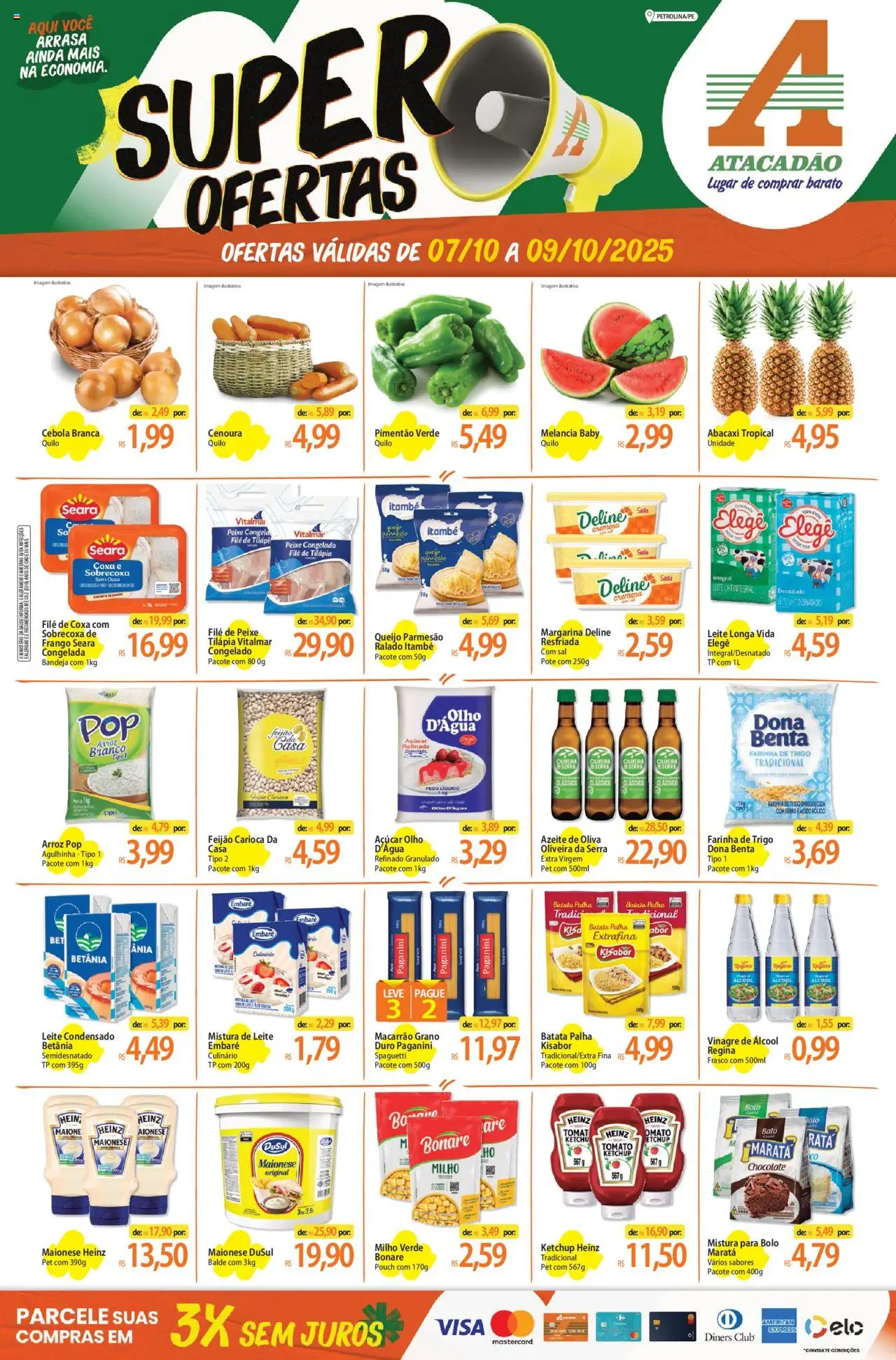 Atacadão folheto "Ofertas - PE" válido a partir de 07/10/2025 - número de página 1 - Sal, Queijo, Açúcar, Maionese, Granulado, Milho verde, Margarina, Parmesão