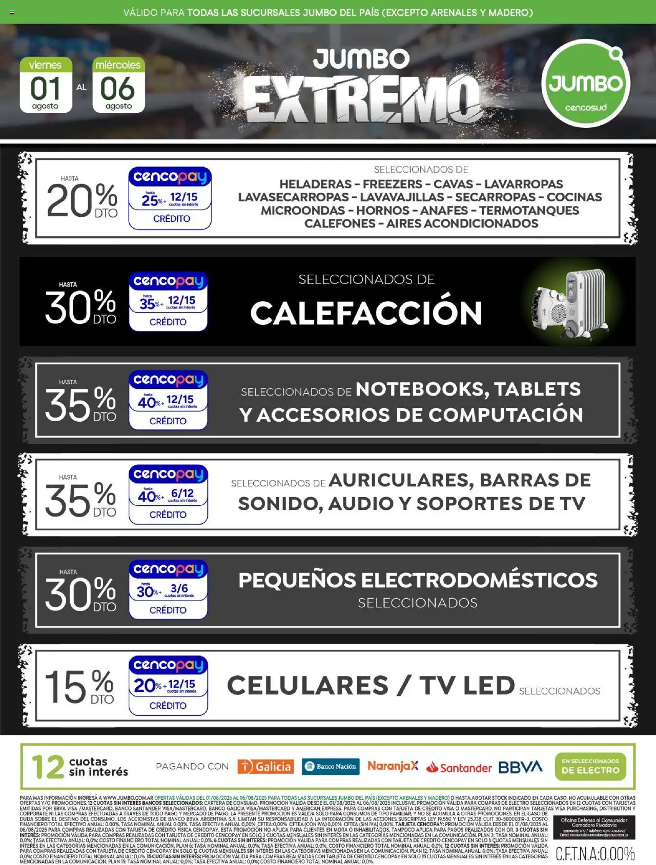Jumbo Oferta | Electro del 01/08/2025 >> Catálogo - Lavarropas, Microondas, Teléfono, Cartera, Lavavajillas, Secarropas, Audio, Sobre