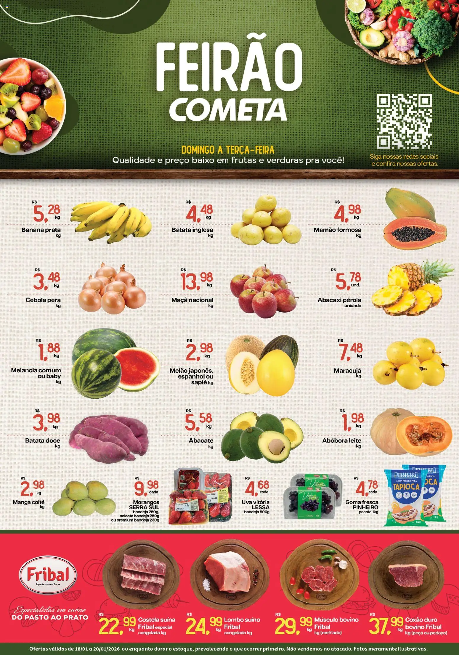 Pré-Visualização do folheto "Ofertas Feirão" da loja Cometa Supermercados válido a partir de 18/01/2026