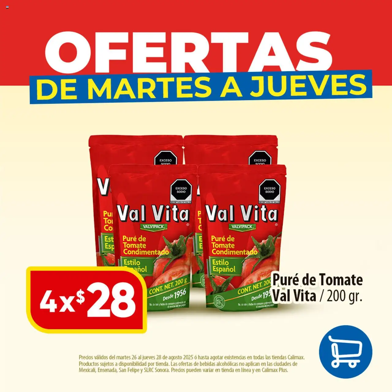 Folleto Martes a Jueves Calimax y sus promociones válidas desde el 26/08/2025 - Número de página 1