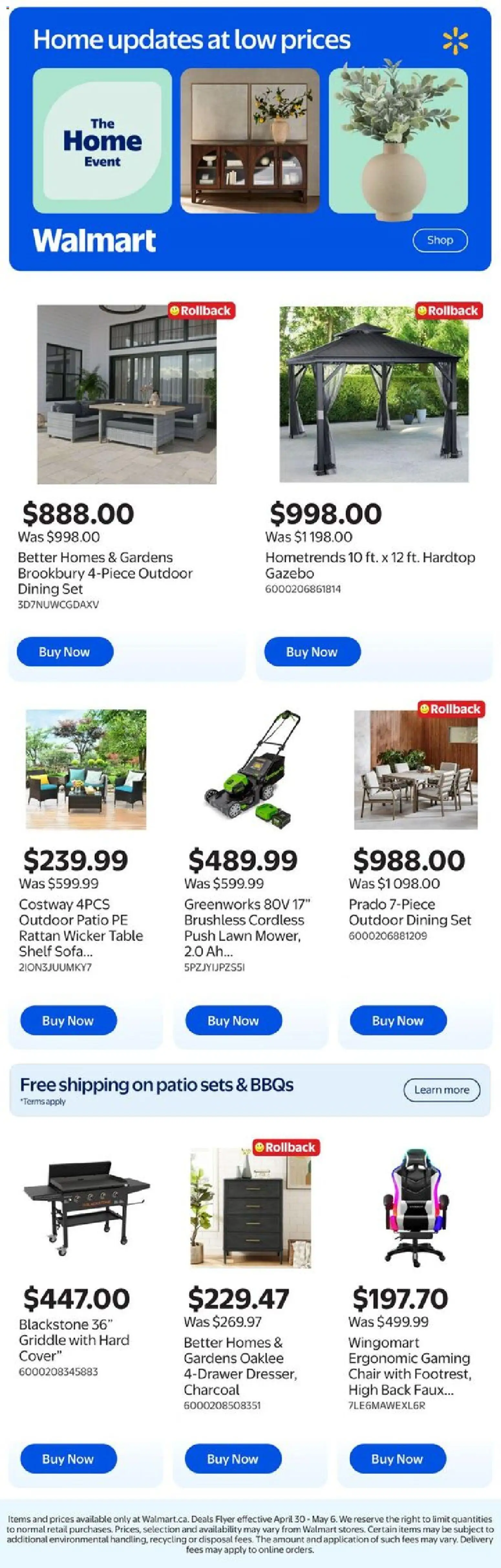 Preview of leaflet Walmart flyer - Home updates at low prices from shop Walmart is valid from Apr 30, 2026