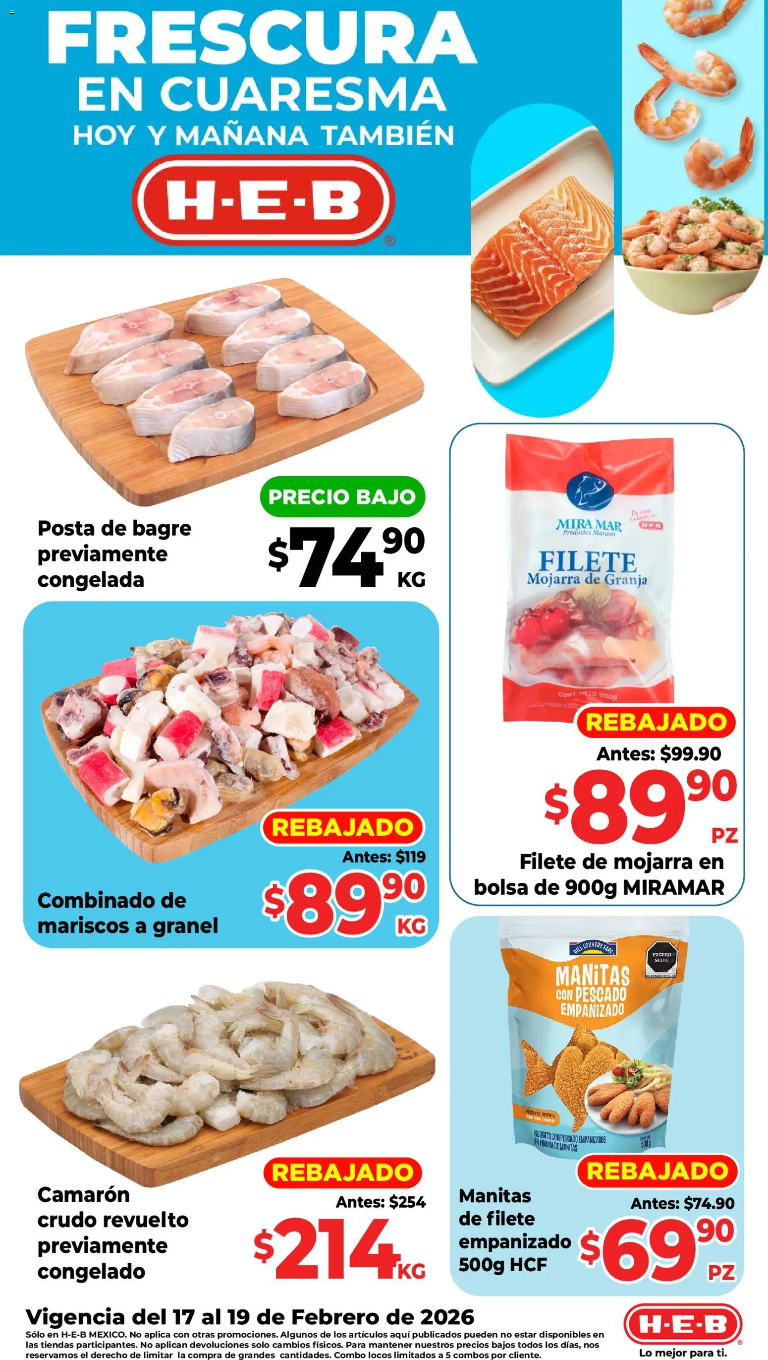 Vista previa las ofertas de la tienda H-E-B - Folleto desde el 17/02/2026 - Mariscos, Bolsa, Filete