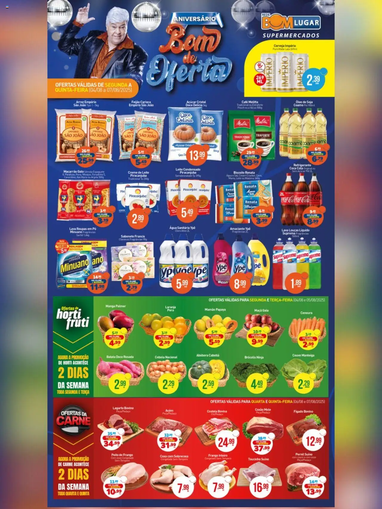 Rede Bom Lugar folheto "Ofertas da semana" válido a partir de 04/08/2025 - número de página 1 - Café, Leite condensado, Abóbora, Feijão, Doce, Soja, Fígado, Frango inteiro