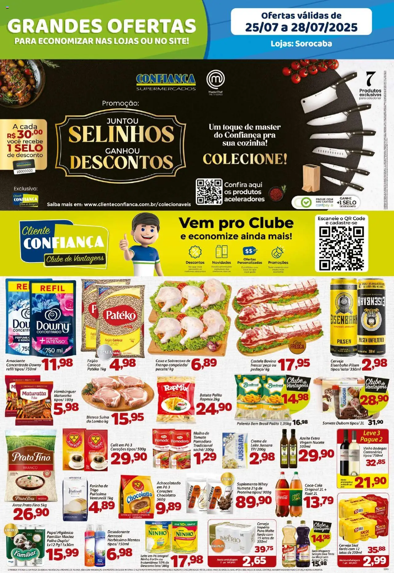 Confiança folheto "Ofertas da semana" válido a partir de 25/07/2025 - número de página 1 - Vinho, Sal, Feijão, Frango, Proteína, Creme, Papel higiênico, Farinha