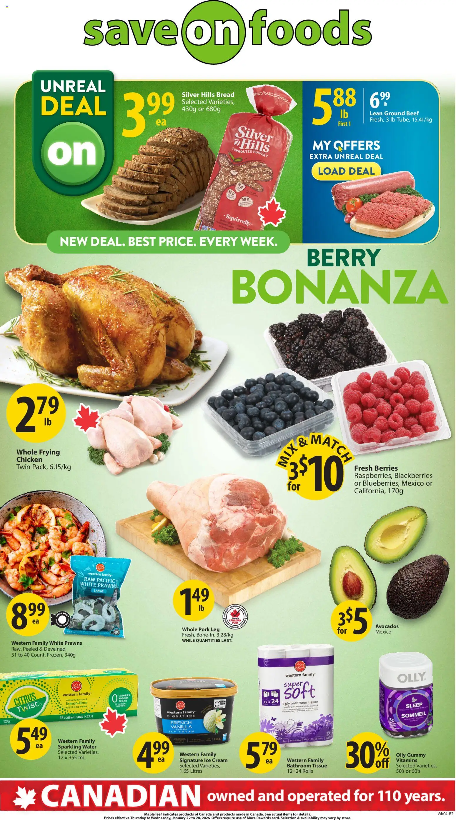 Preview of leaflet Weekly flyer / circulaire from shop Save on foods is valid from Jan 22, 2026