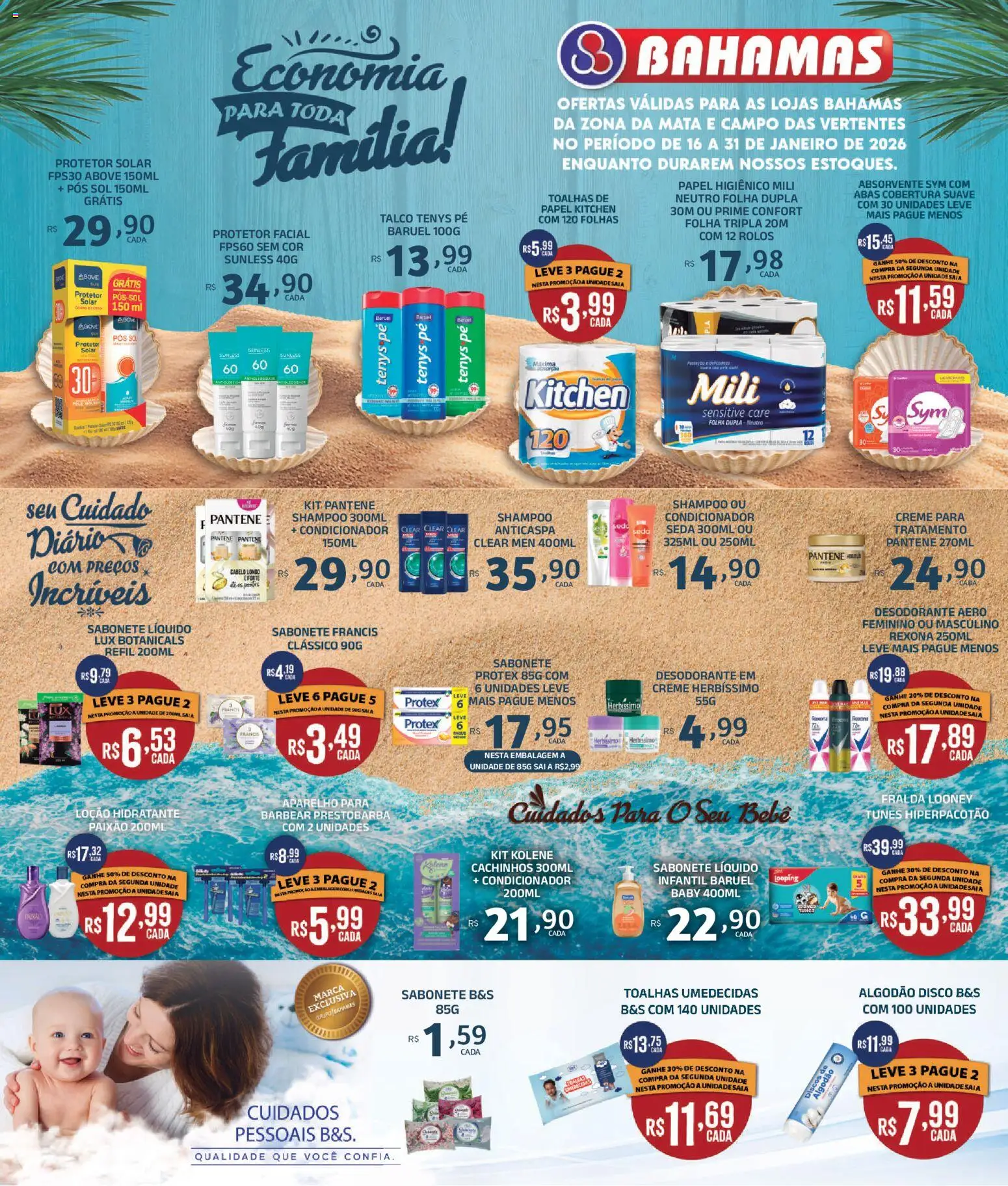 Pré-Visualização do folheto "Ofertas Especial Higiene e Limpeza" da loja Bahamas Supermercados válido a partir de 16/01/2026