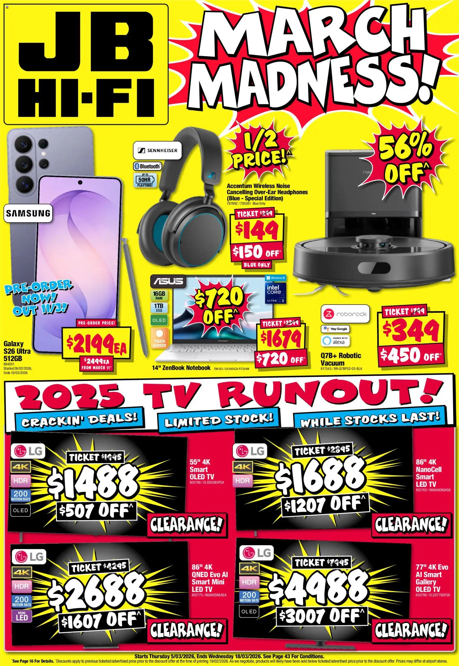 Preview of catalogue JB Hi-Fi catalogue from shop JB Hi-Fi valid 05/03/2026 - Notebook, Tv, Headphones, Screen