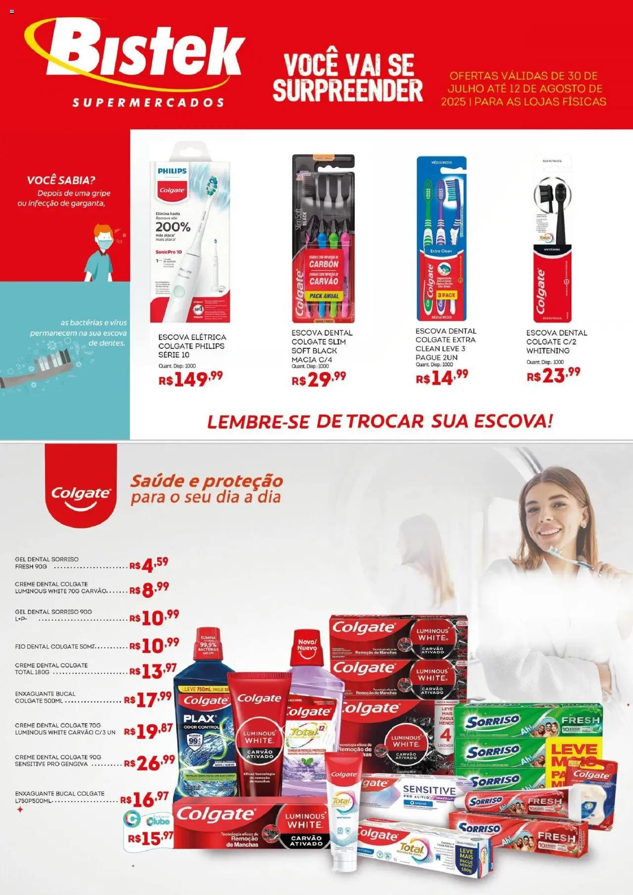 Bistek Supermercados folheto "Ofertas Colgate" válido a partir de 30/07/2025 - número de página 1