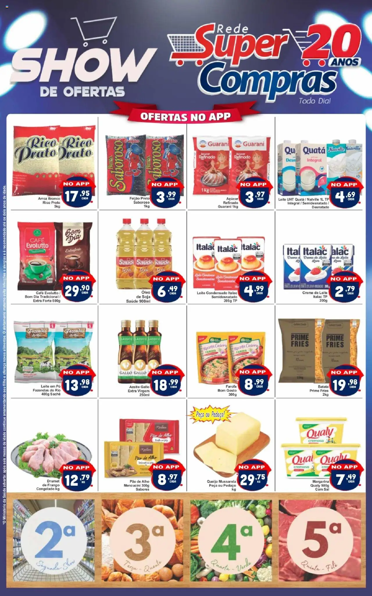 Rede Super Compras folheto "Ofertas da semana" válido a partir de 27/06/2025 - número de página 1 - Alho, Feijão, Batata, Sal, Farofa, Mussarela, Soja, Margarina